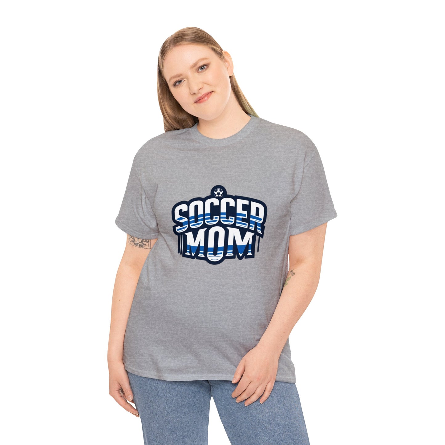 Soccer Mom Blue and White Design Unisex Heavy Cotton Tee