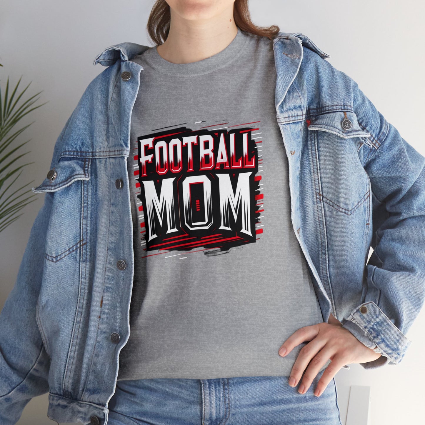 Football Mom Red and White Design Unisex Heavy Cotton Tee