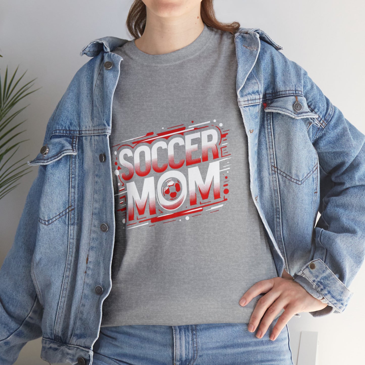 Soccer Mom Red and White Design Unisex Heavy Cotton Tee