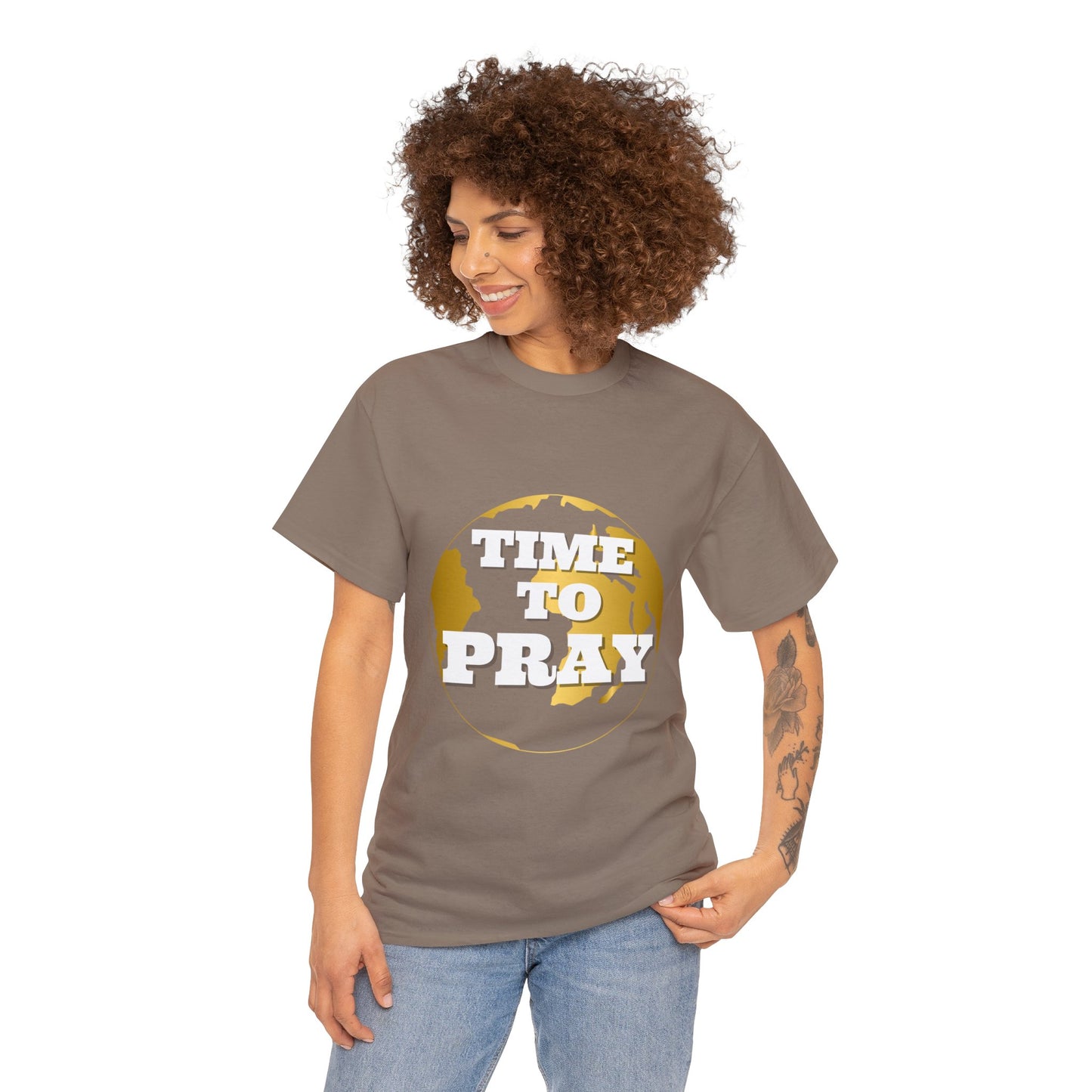 Unisex Heavy Cotton Tee Time to Pray for Peace Short Sleeves Tee