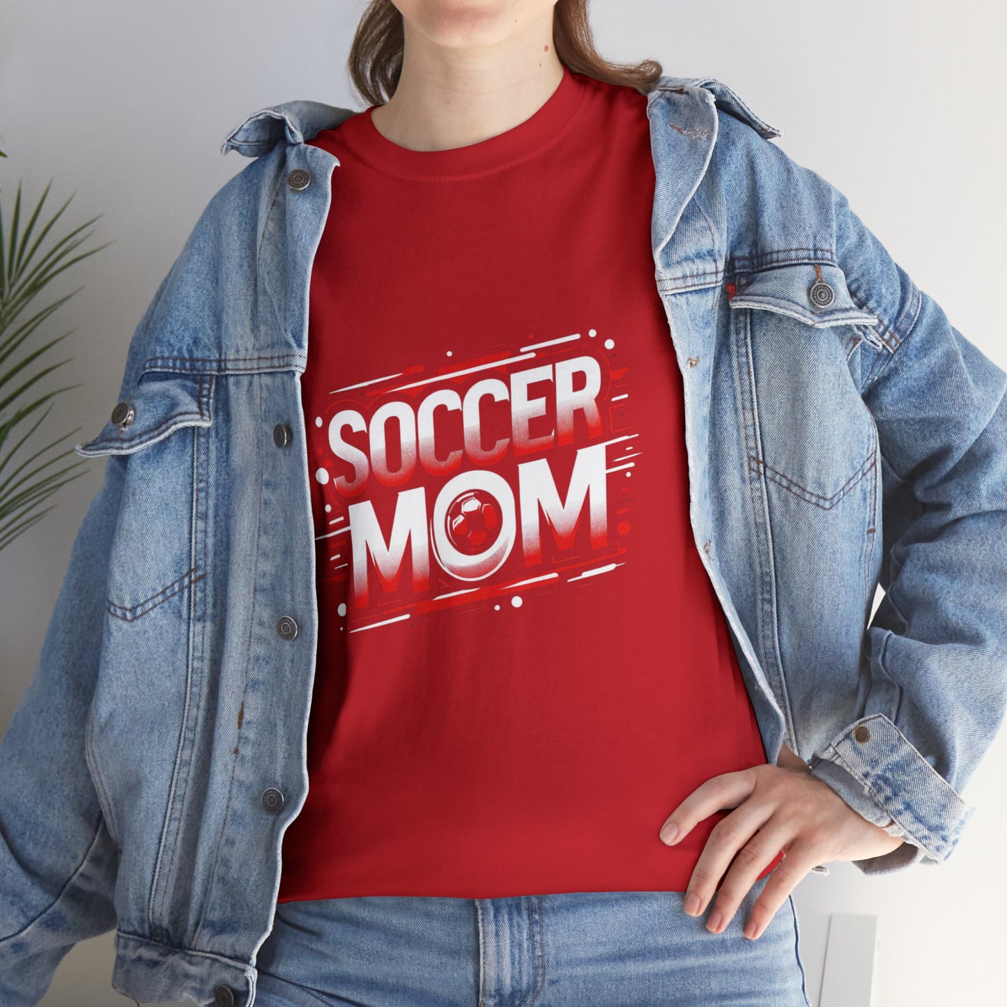 Soccer Mom Red and White Design Unisex Heavy Cotton Tee