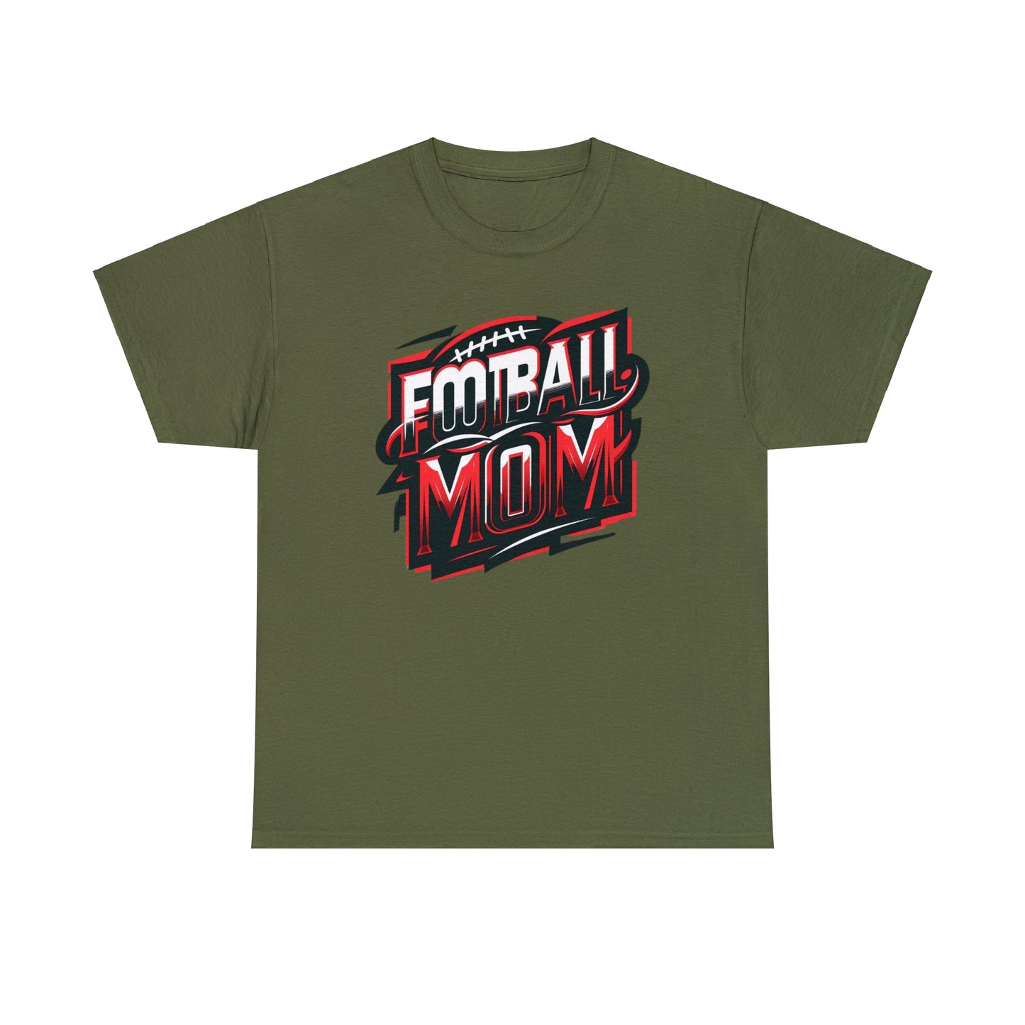 Football Mom Red White and Black Design Unisex Heavy Cotton Tee