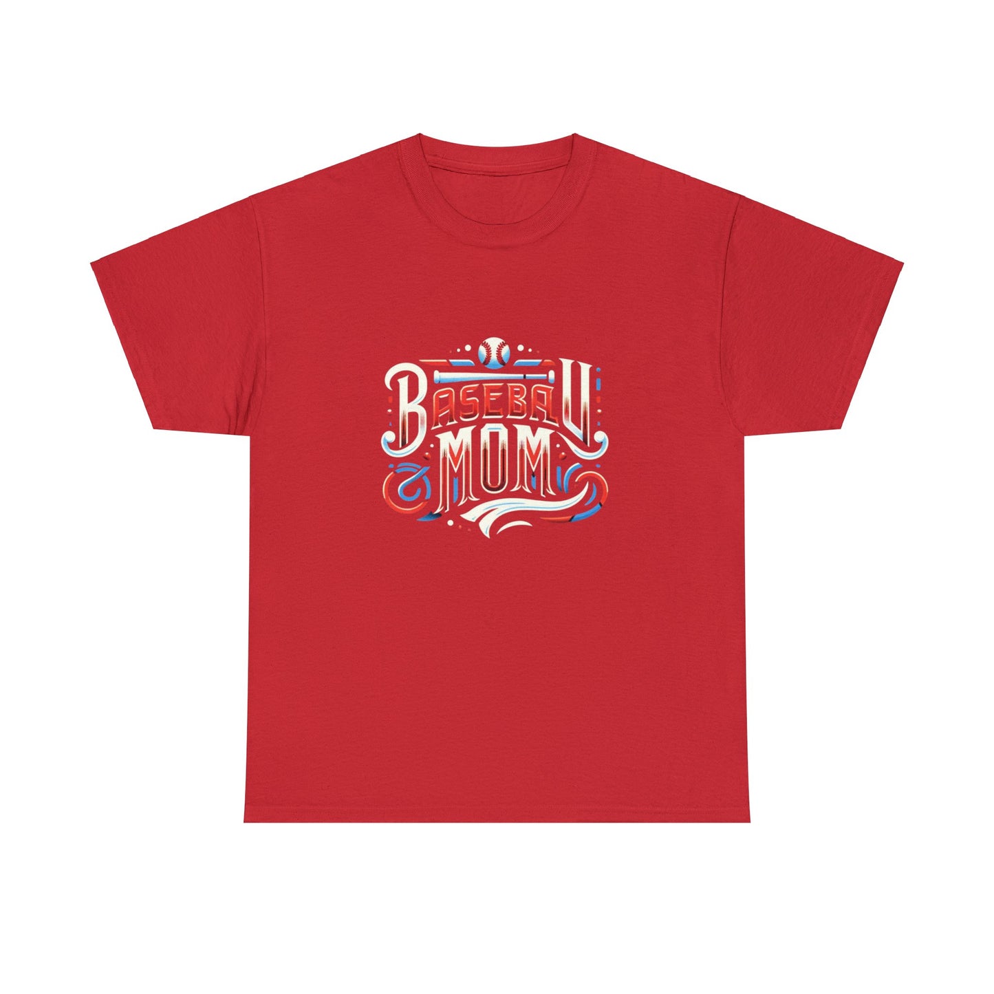 Baseball Mom Red, White and Blue Unisex Heavy Cotton Tee