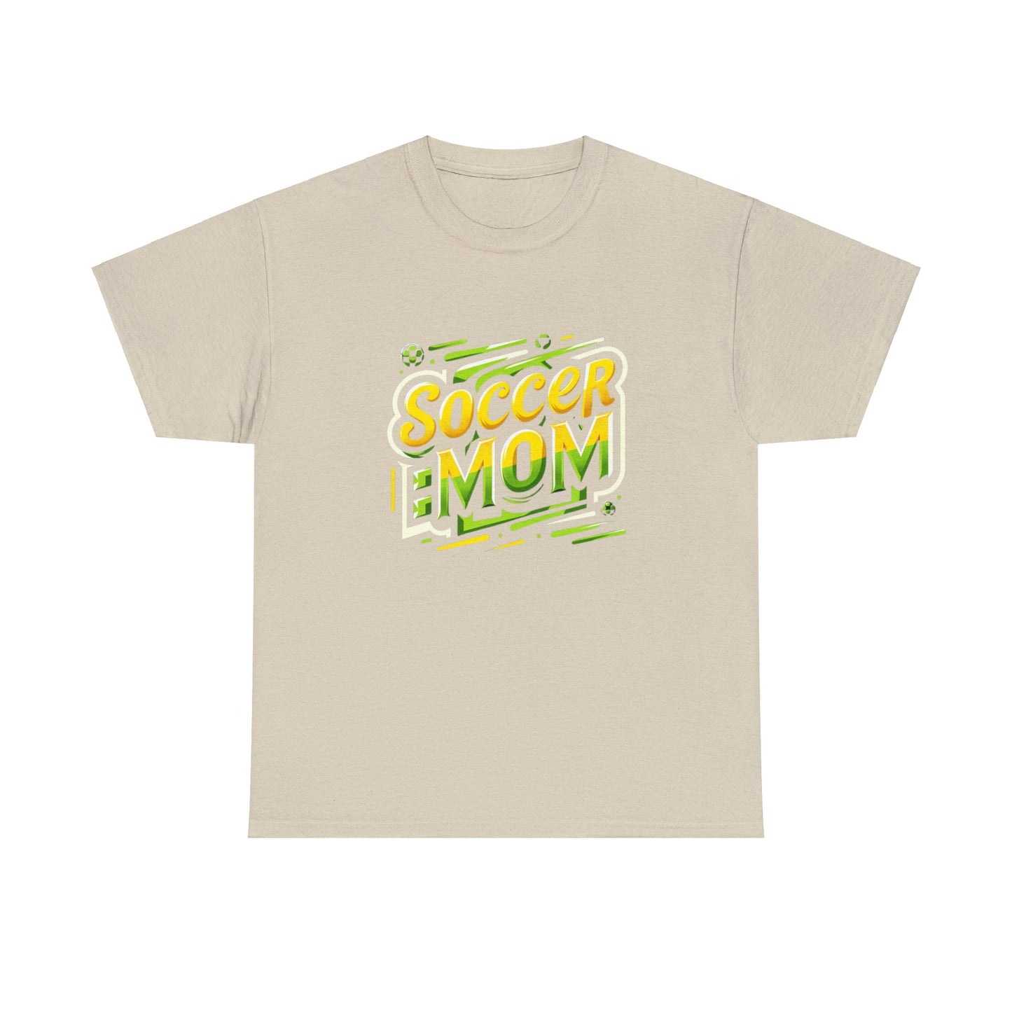 Soccer Mom Yellow and Green Design Unisex Heavy Cotton Tee