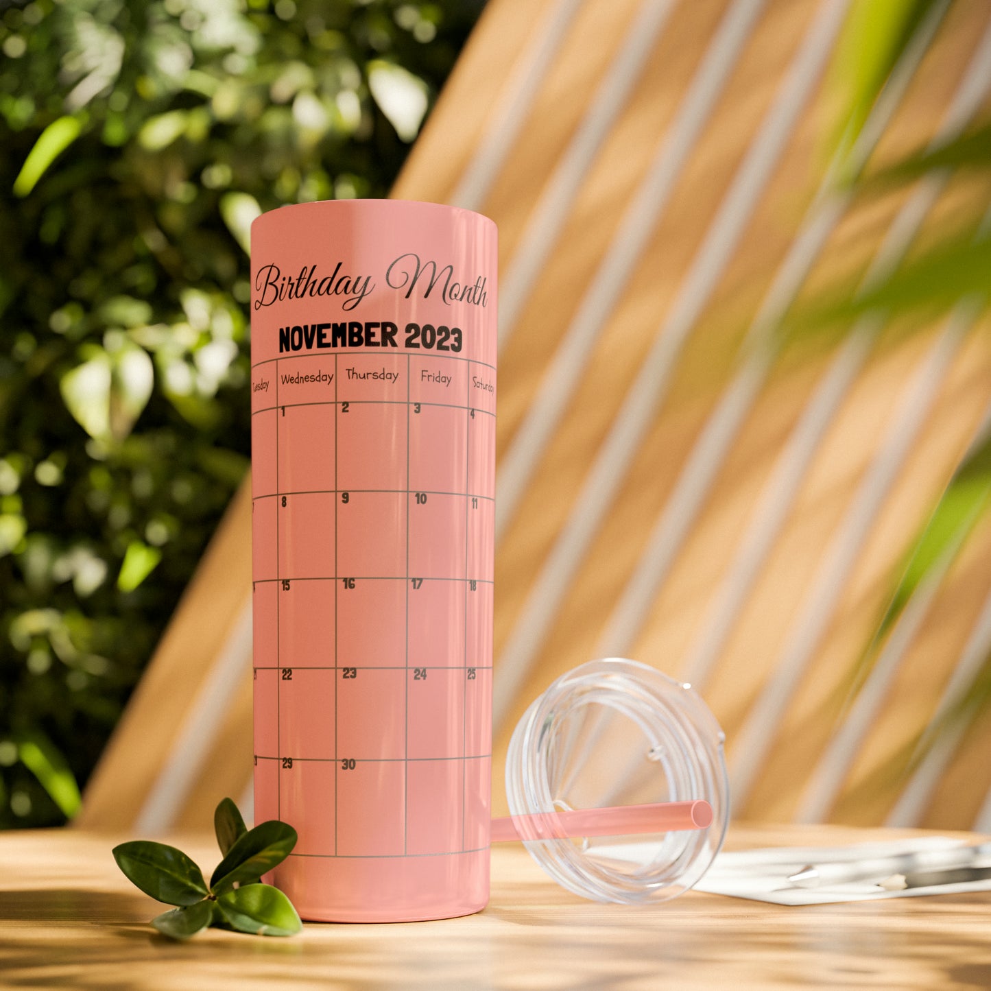 Skinny Tumbler with Straw, 20oz-Birthday Month November