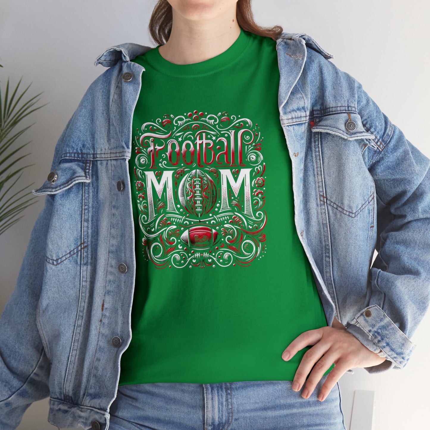 Football Mom Red and White Design Unisex Heavy Cotton Tee