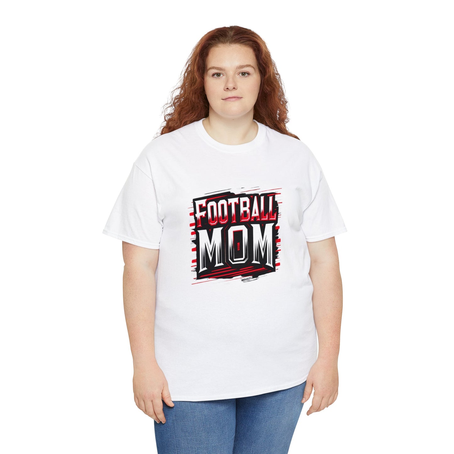 Football Mom Red and White Design Unisex Heavy Cotton Tee