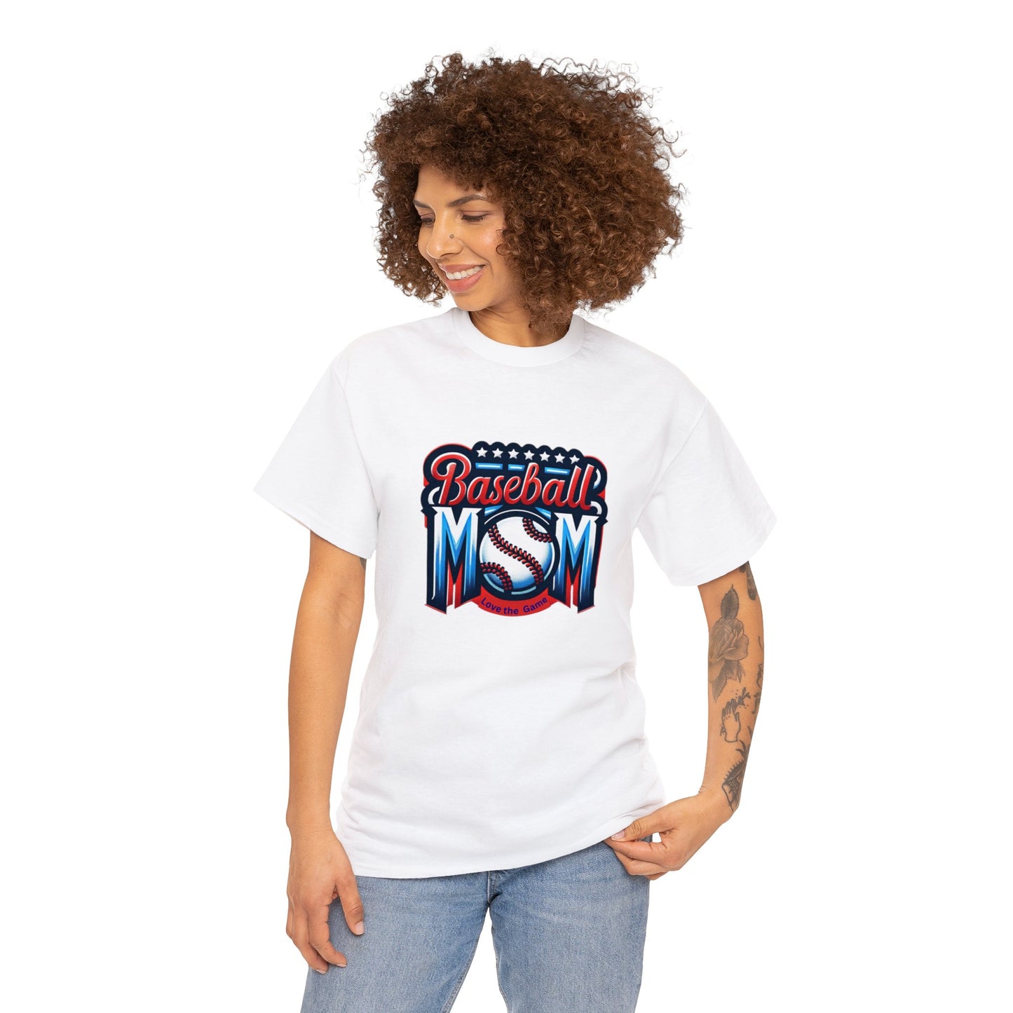 Baseball Mom with Center Ball Unisex Heavy Cotton Tee