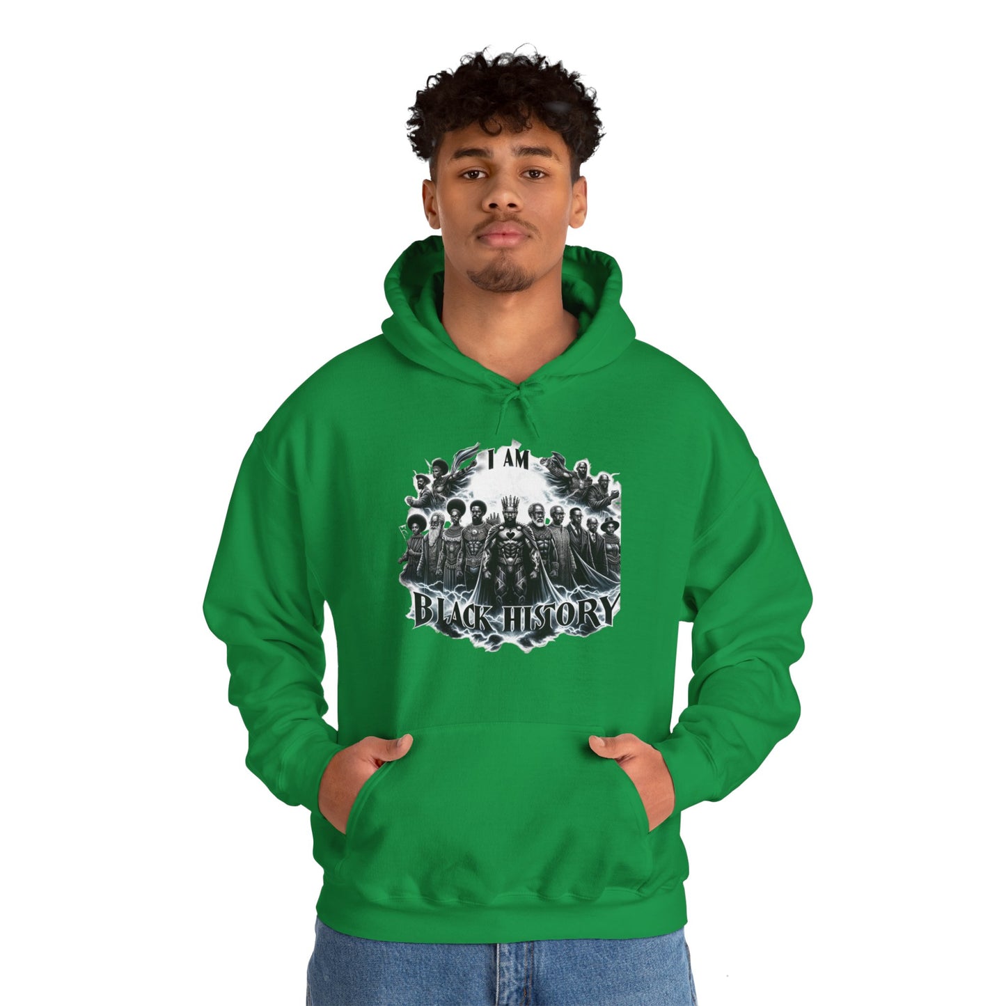 Black History Month I Am Black History Hooded Sweatshirt-BW