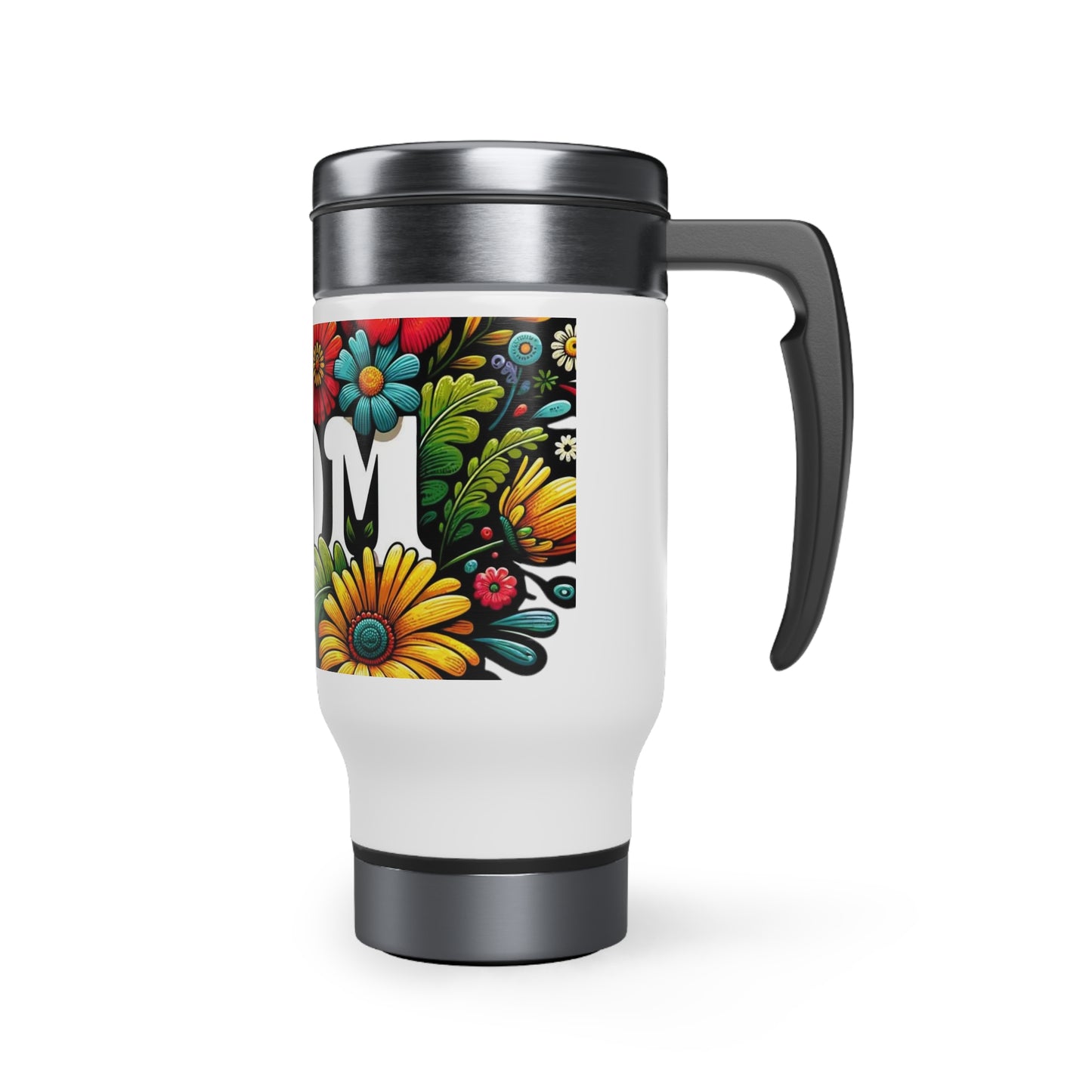 Mom Stainless Steel Travel Mug with Handle, 14oz