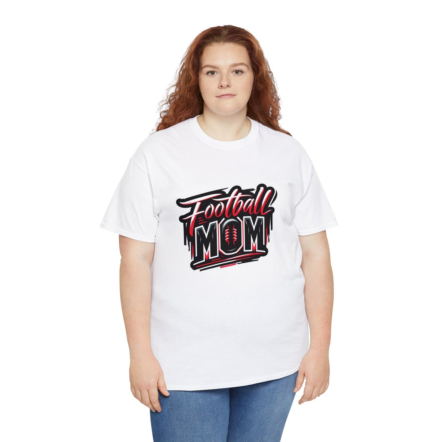 Football Mom Red and Black Design Unisex Heavy Cotton Tee