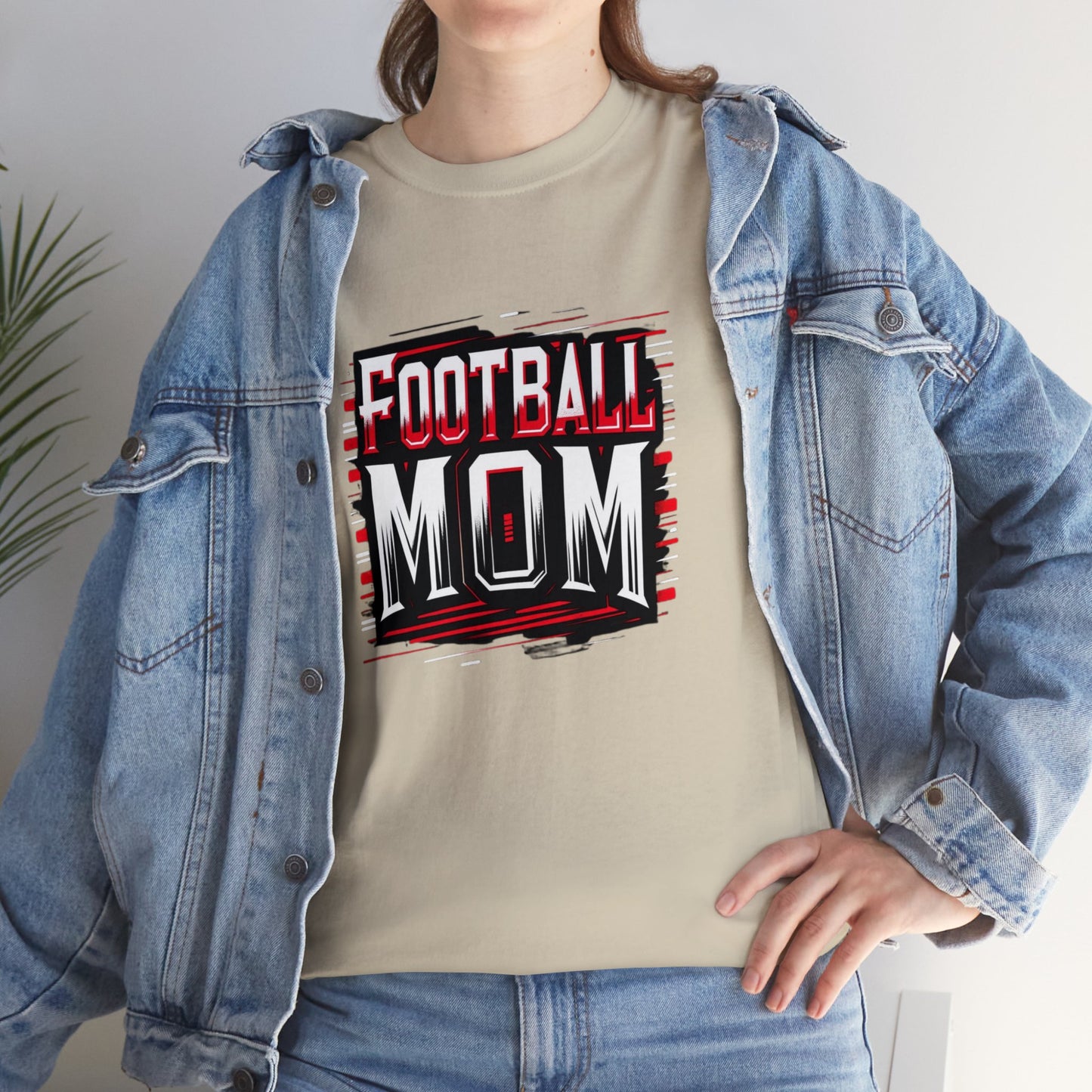 Football Mom Red and White Design Unisex Heavy Cotton Tee