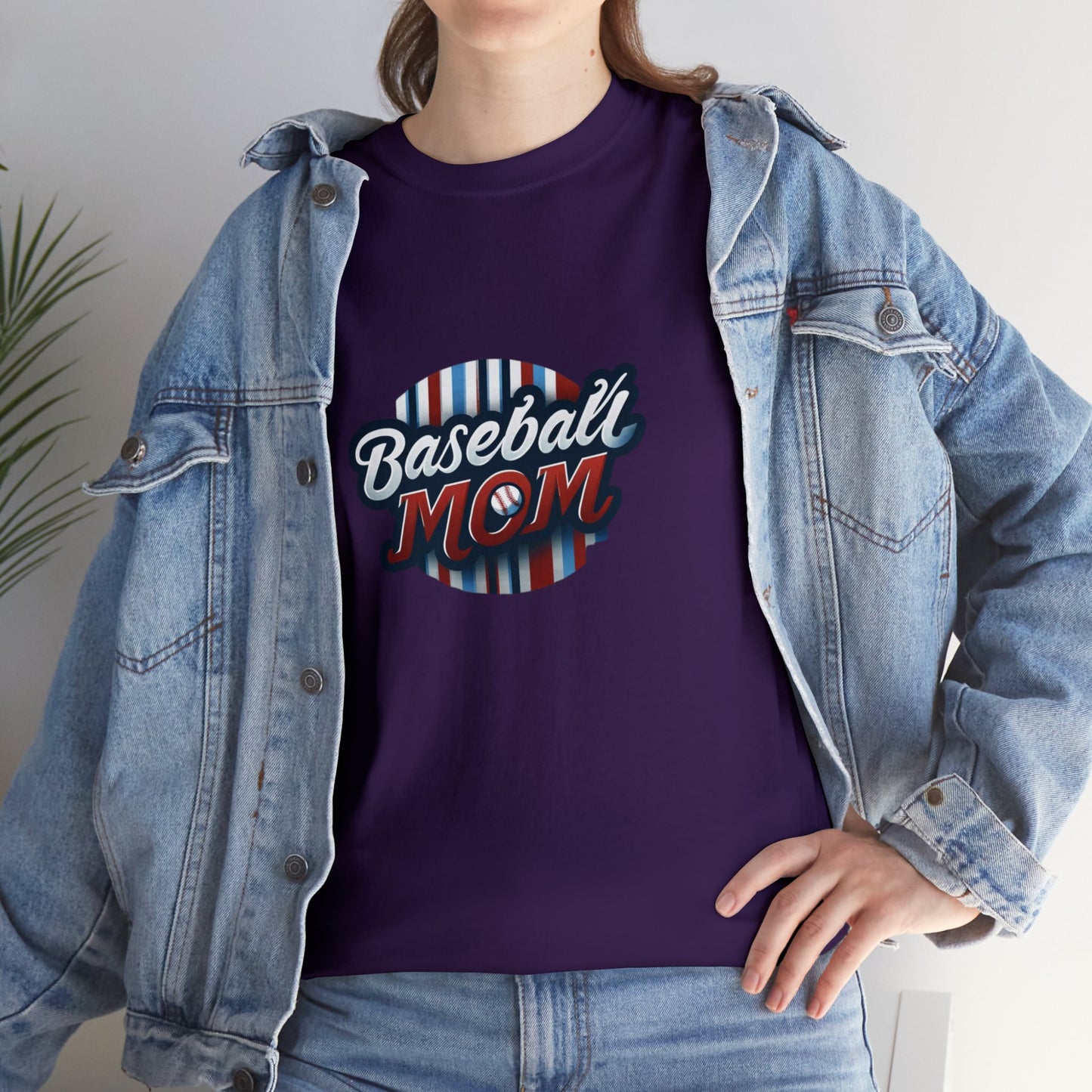 Baseball Mom Red and White Design Unisex Heavy Cotton Tee