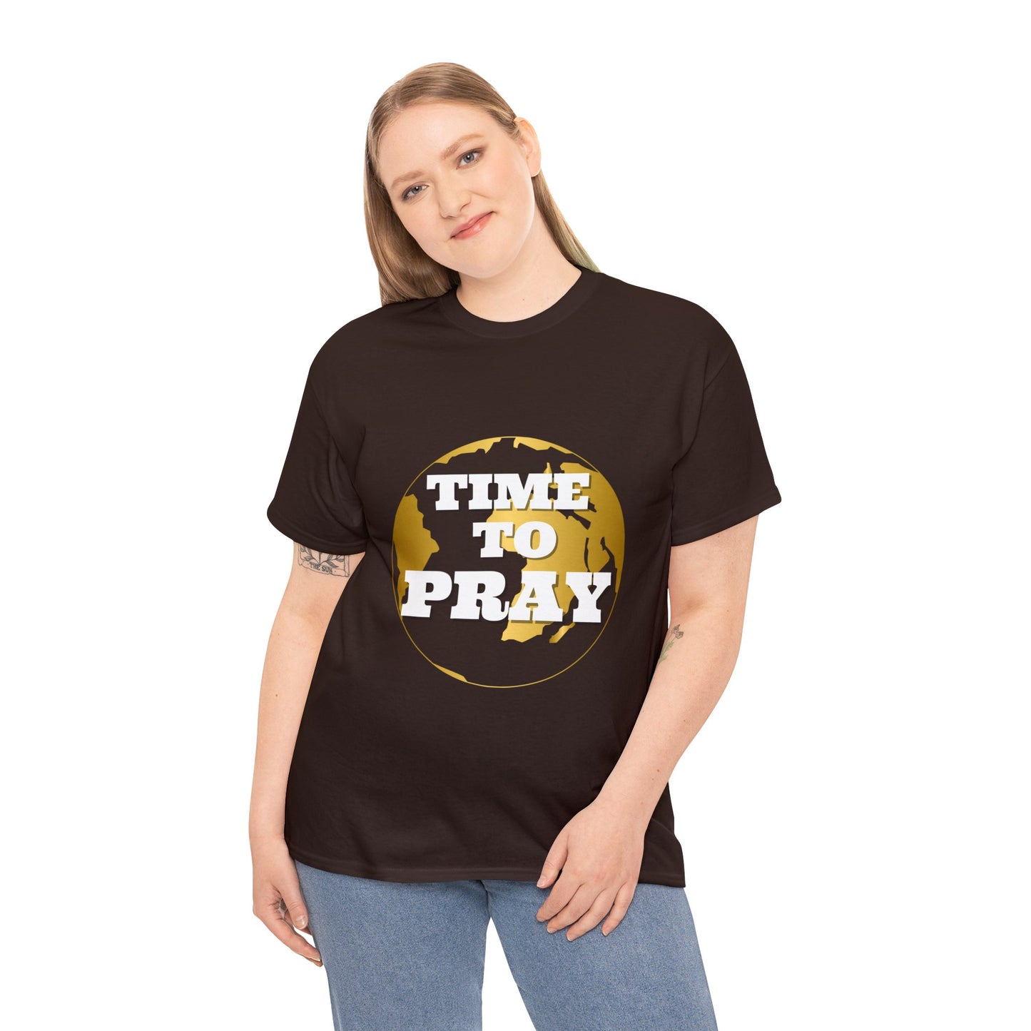 Unisex Heavy Cotton Tee Time to Pray for Peace Short Sleeves Tee