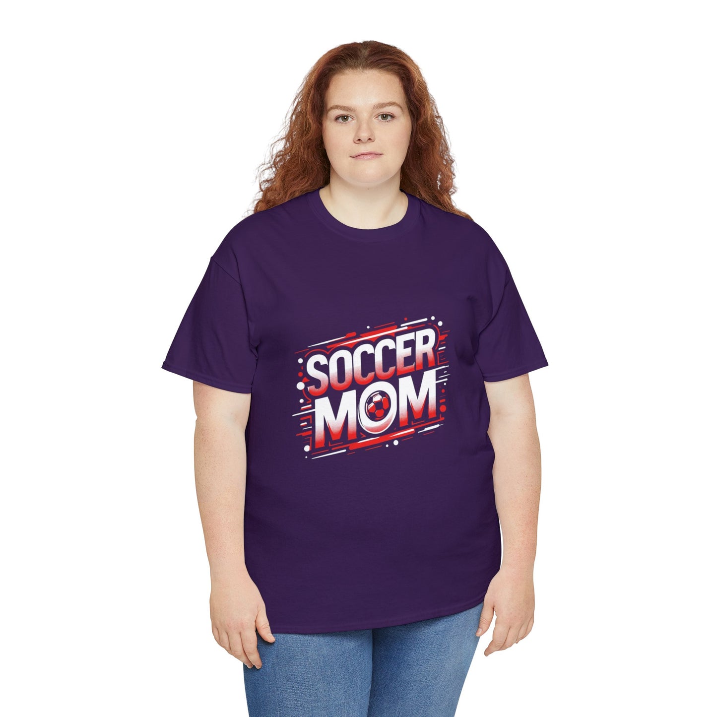 Soccer Mom Red and White Design Unisex Heavy Cotton Tee