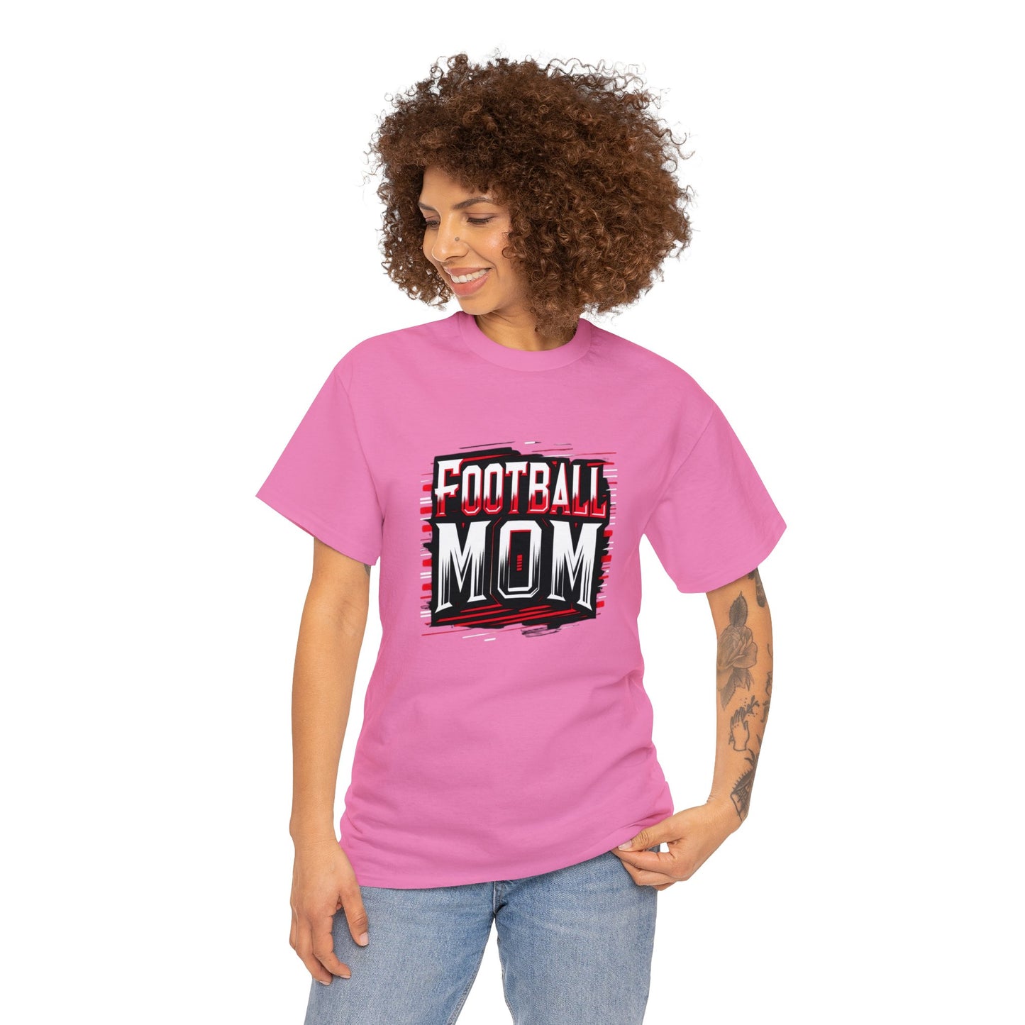 Football Mom Red and White Design Unisex Heavy Cotton Tee