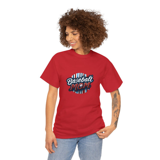 Baseball Mom Red and White Design Unisex Heavy Cotton Tee