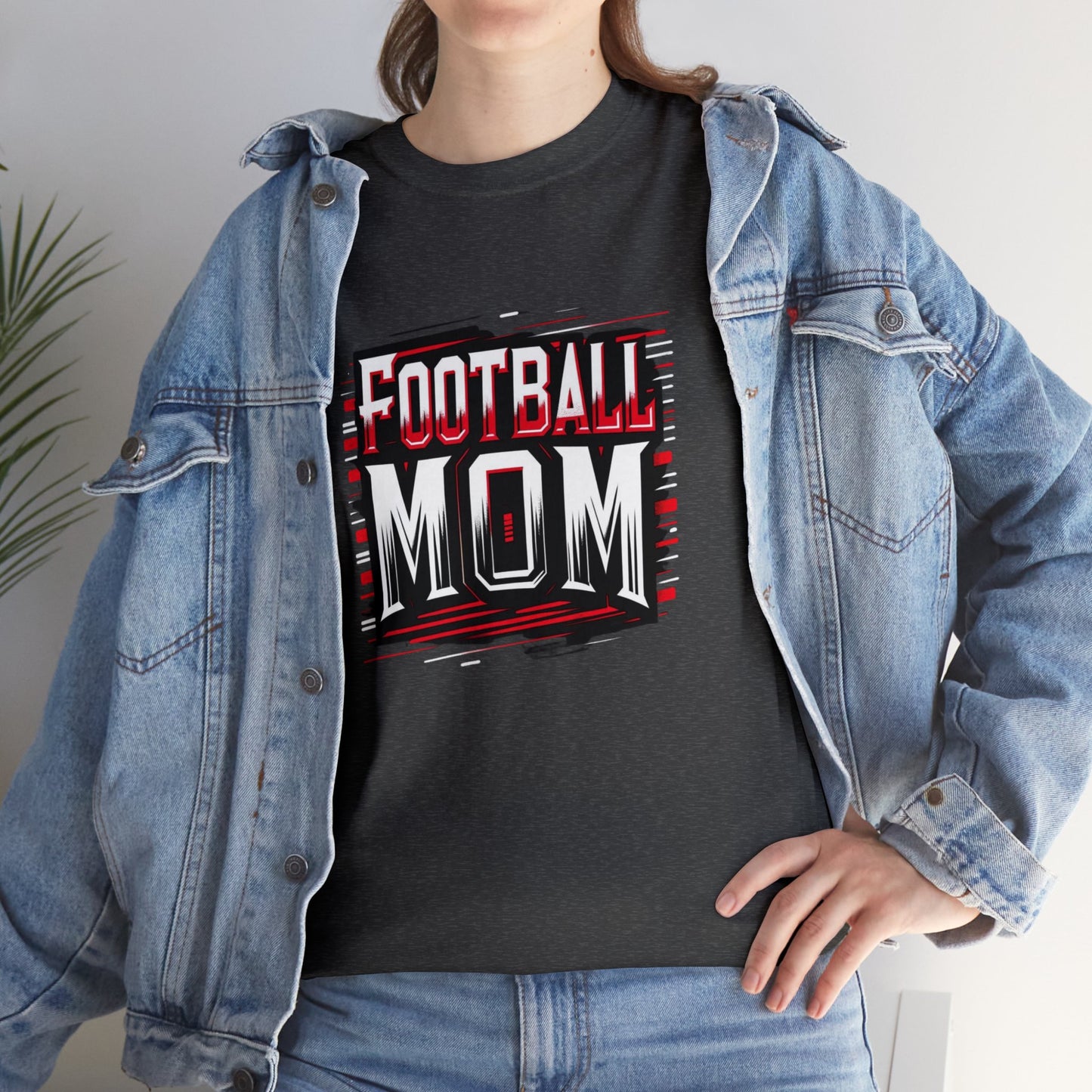 Football Mom Red and White Design Unisex Heavy Cotton Tee