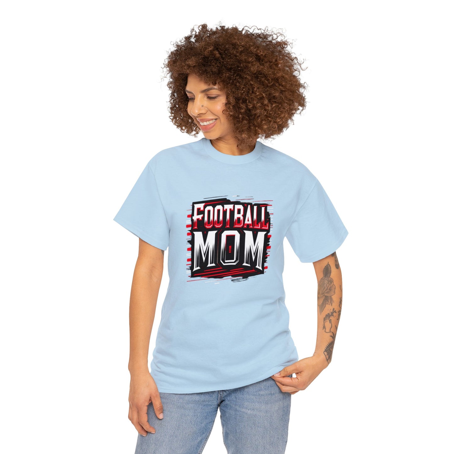 Football Mom Red and White Design Unisex Heavy Cotton Tee