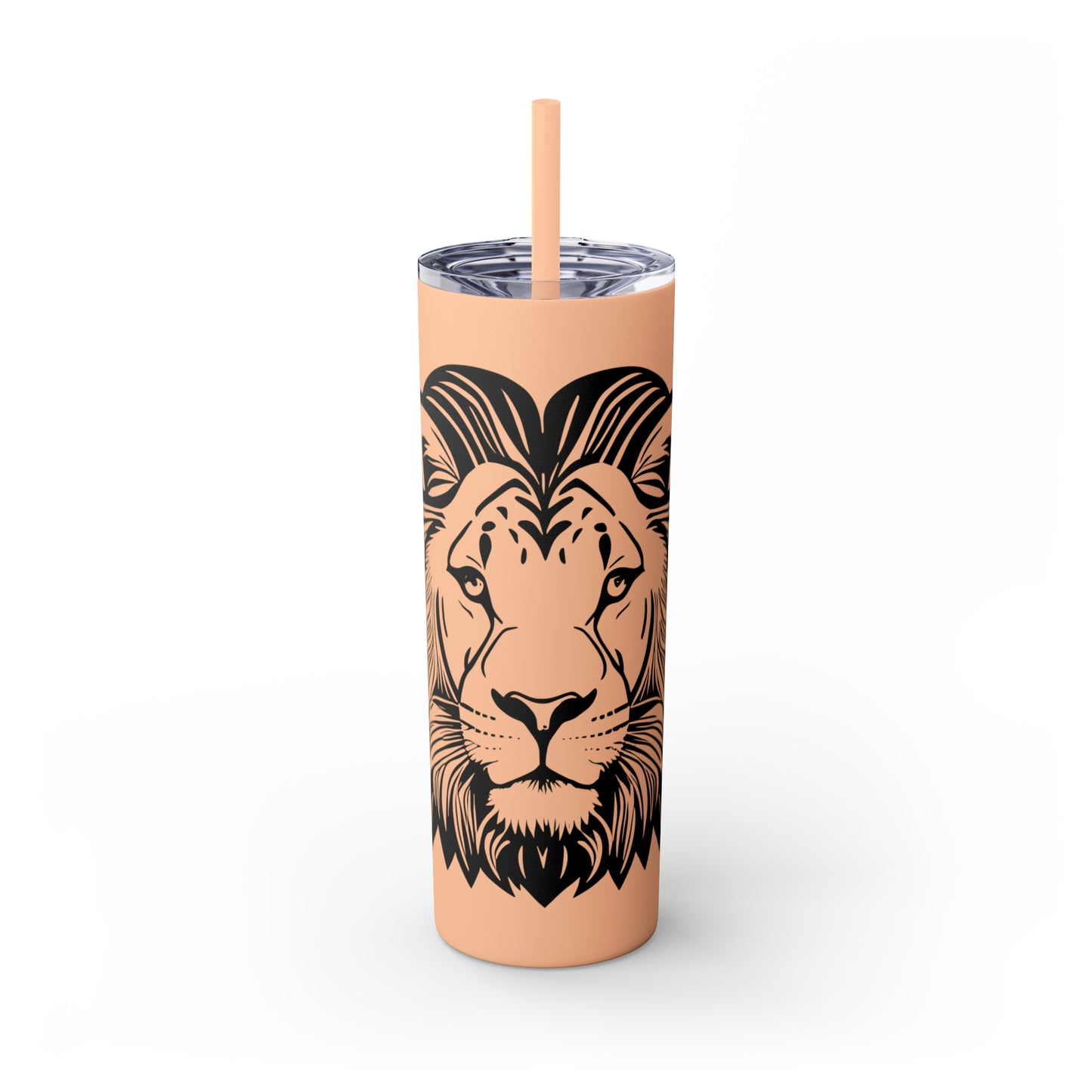 Skinny Tumbler with Straw, 20oz - Lion Face