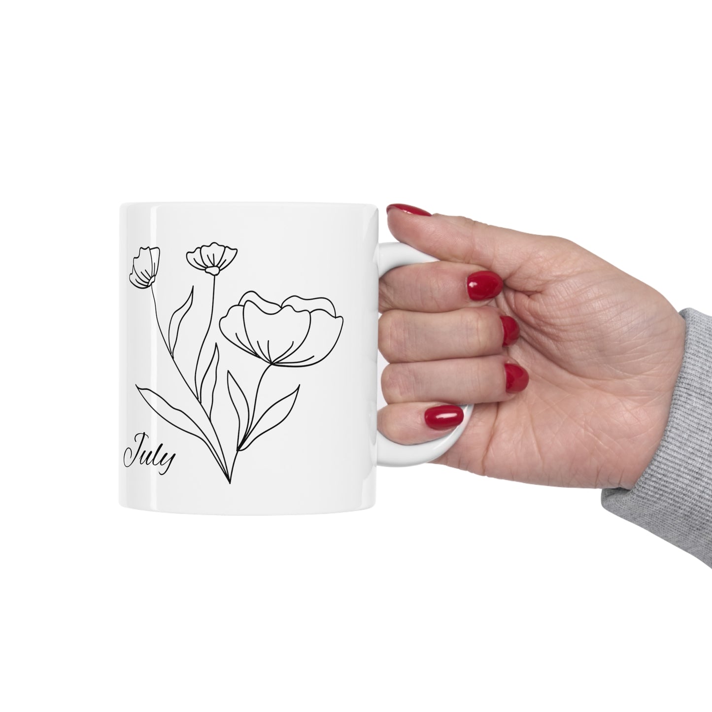 July Birth Month Flower Ceramic Coffee Mug