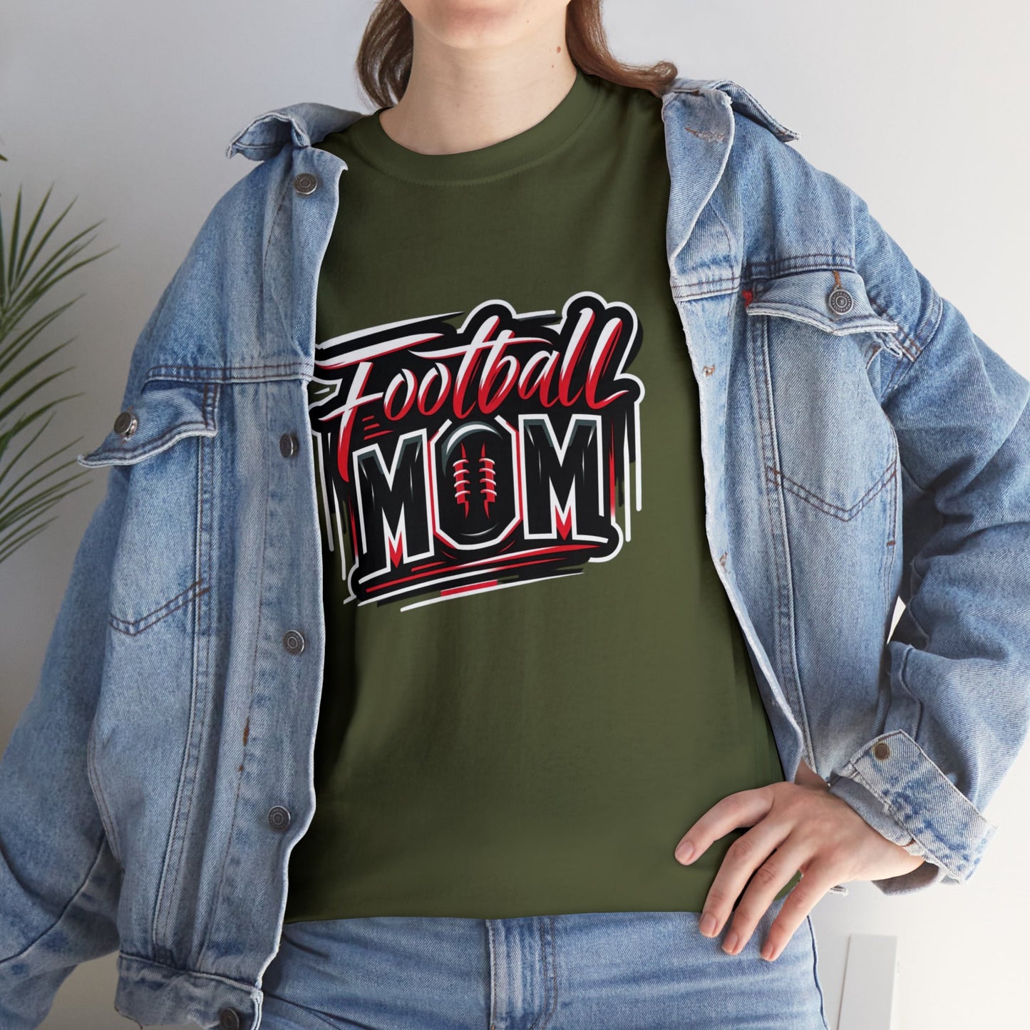 Football Mom Red and Black Design Unisex Heavy Cotton Tee