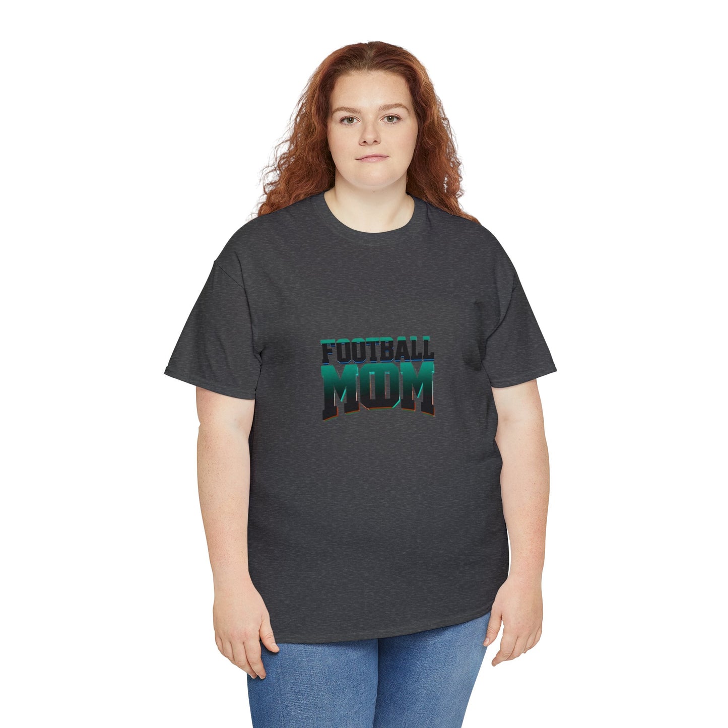 Football Mom Black and Green Design Unisex Heavy Cotton Tee