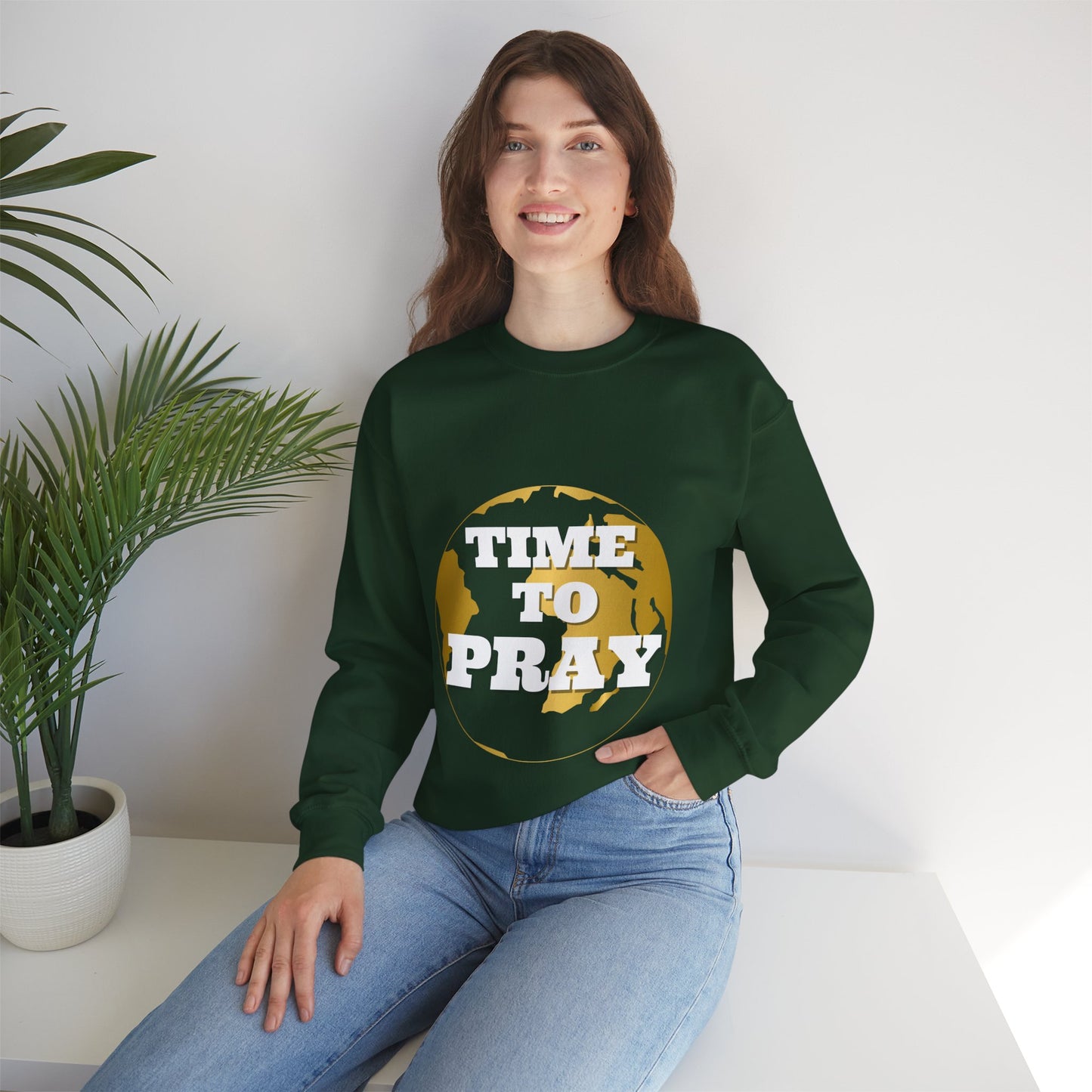 Unisex Heavy Blend™ Crewneck Sweatshirt Time to Pray for Peace Design