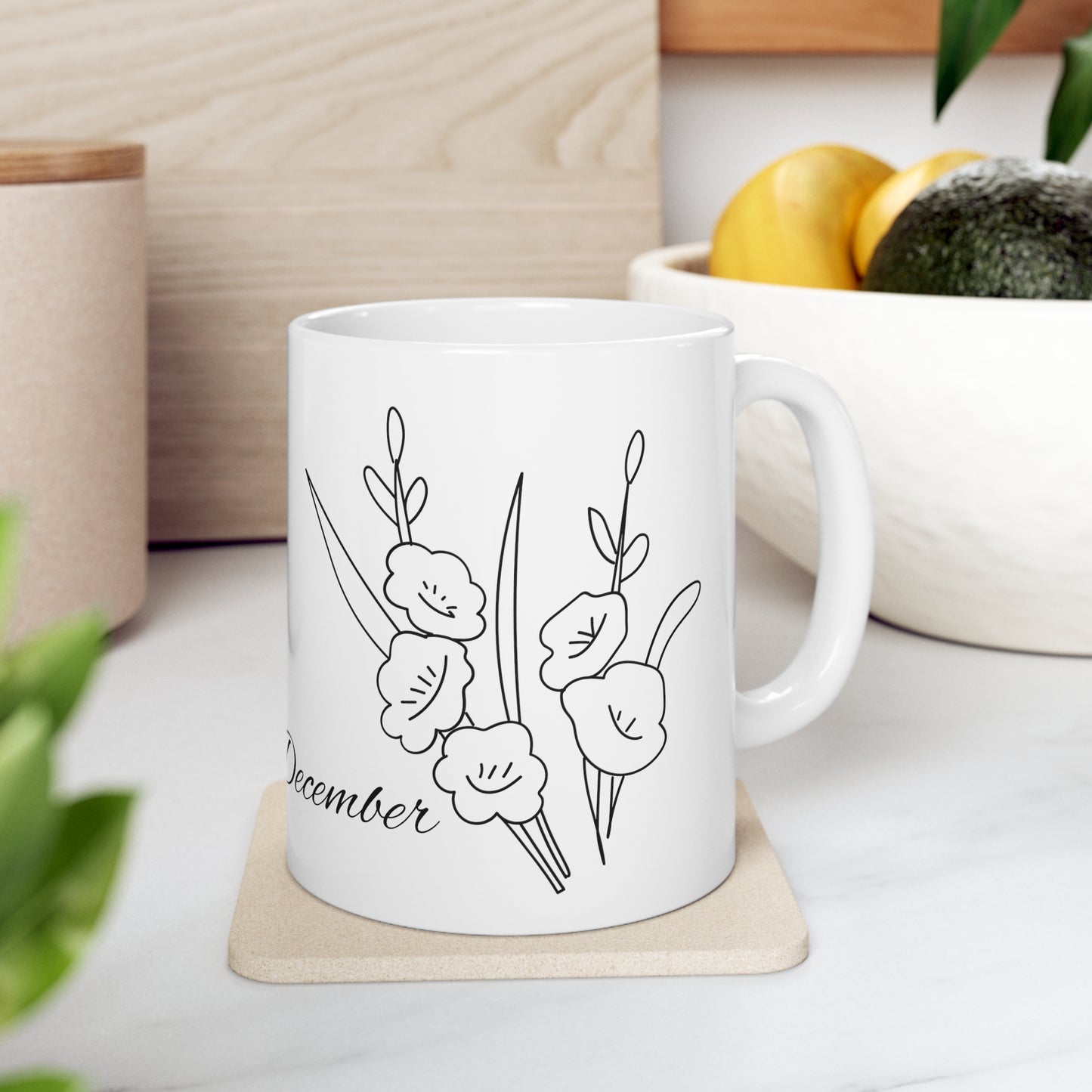 December Birth Month Flower Ceramic Coffee Mug