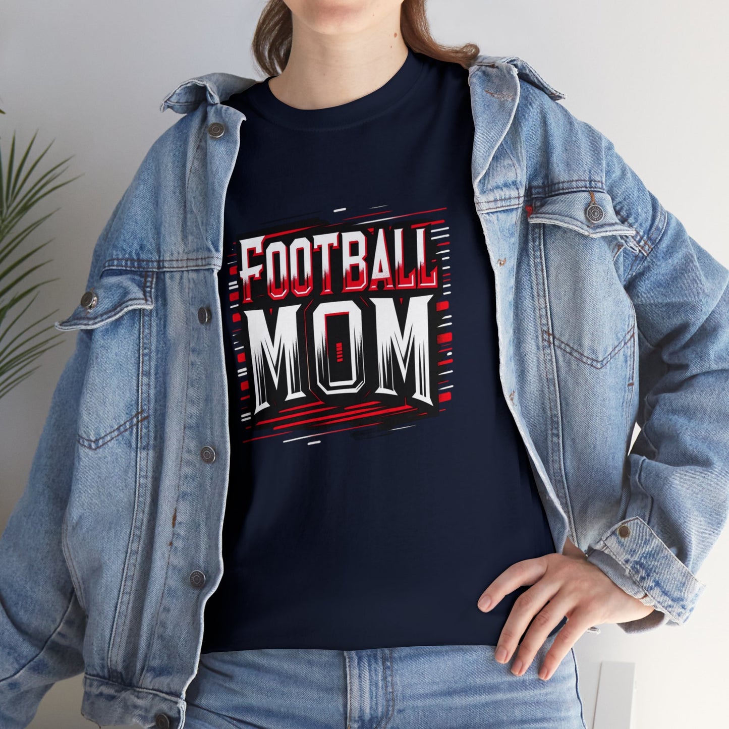 Football Mom Red and White Design Unisex Heavy Cotton Tee