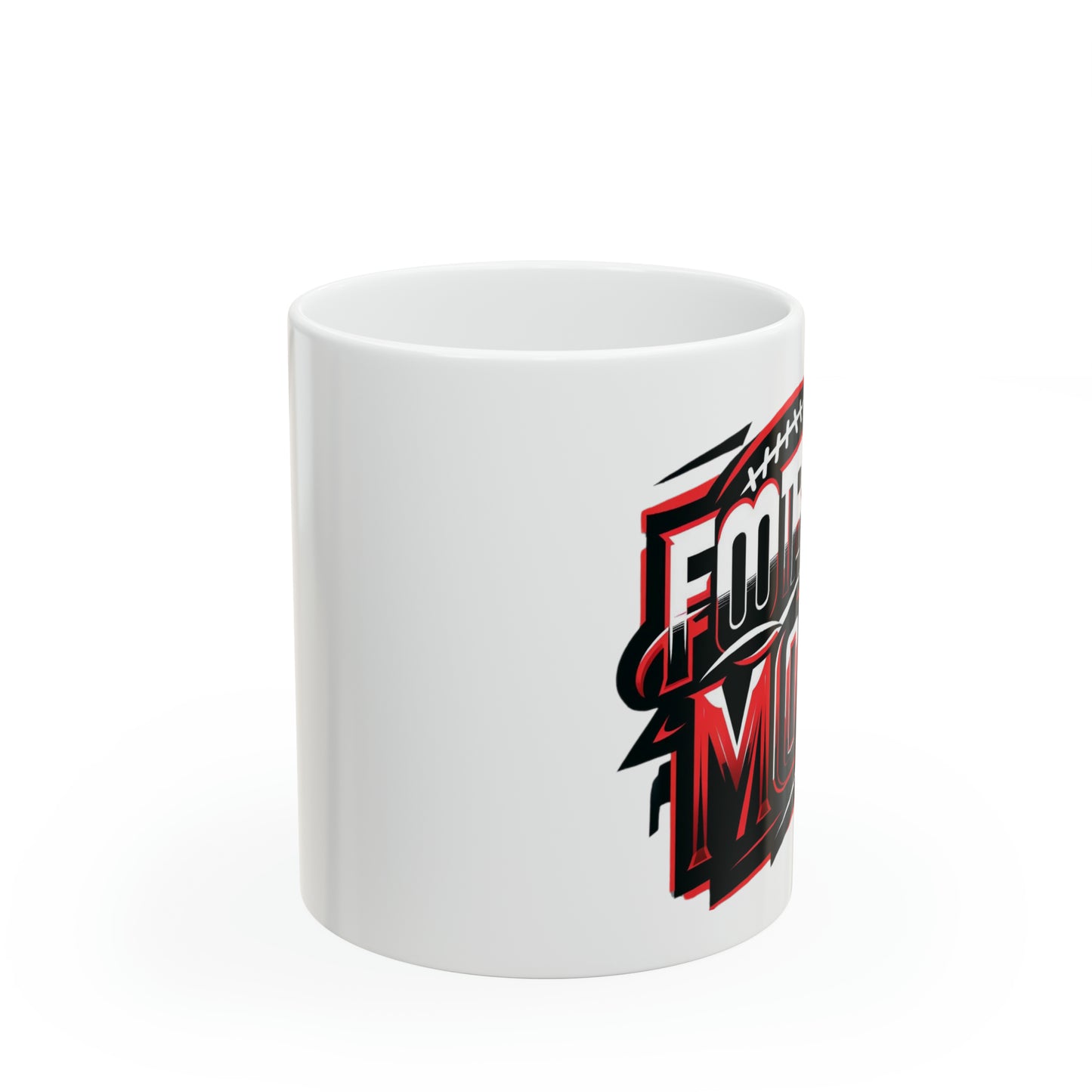 Football Mom Red White and Black Design Ceramic Mug (11oz)