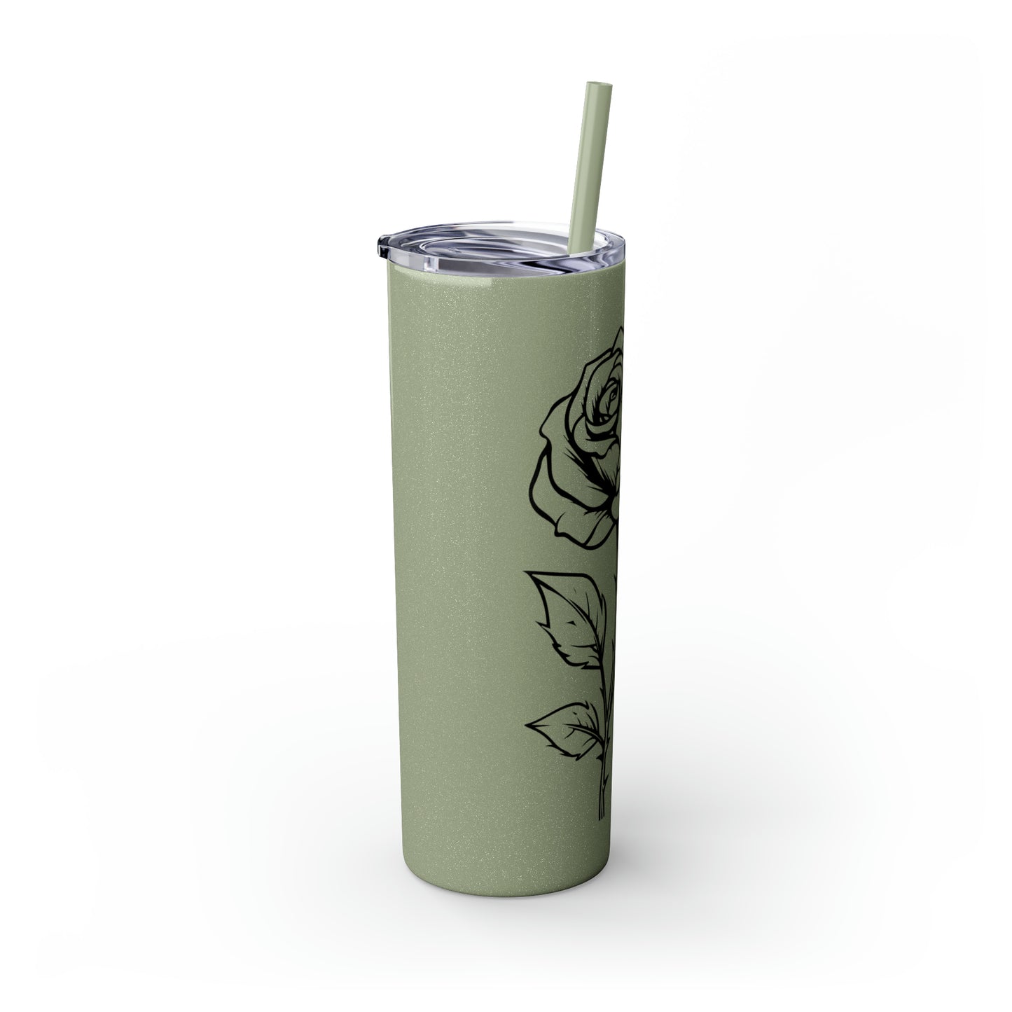 Skinny Tumbler with Straw, 20oz - Single Rose