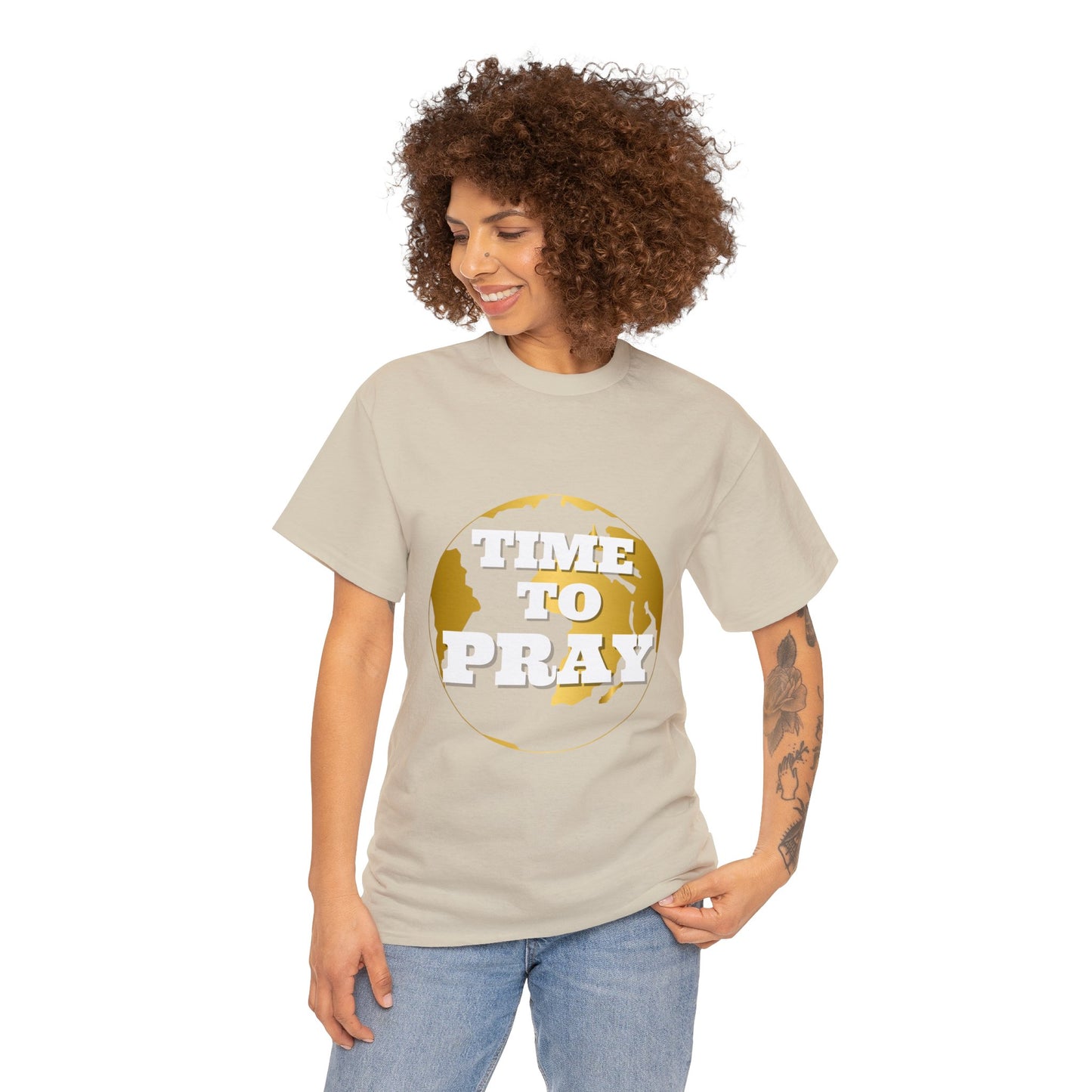 Unisex Heavy Cotton Tee Time to Pray for Peace Short Sleeves Tee