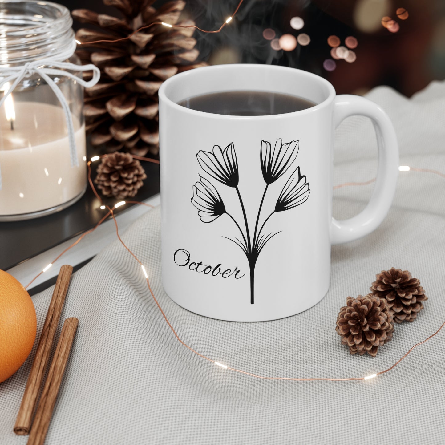 October Birth Month Flower Ceramic Coffee Mug