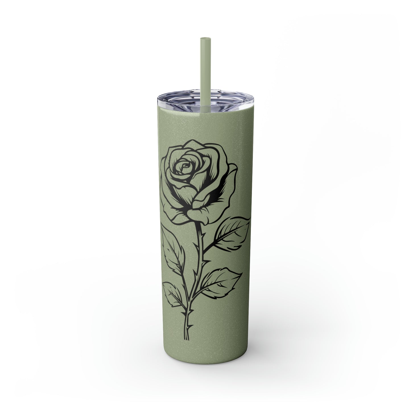 Skinny Tumbler with Straw, 20oz - Single Rose