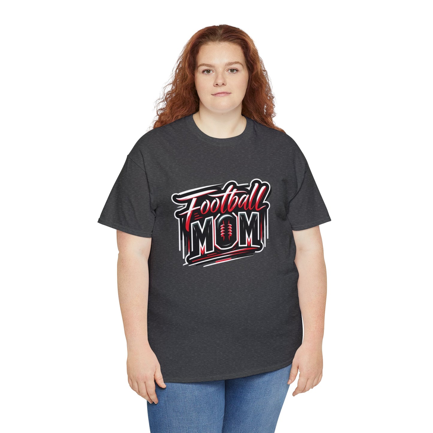 Football Mom Red and Black Design Unisex Heavy Cotton Tee