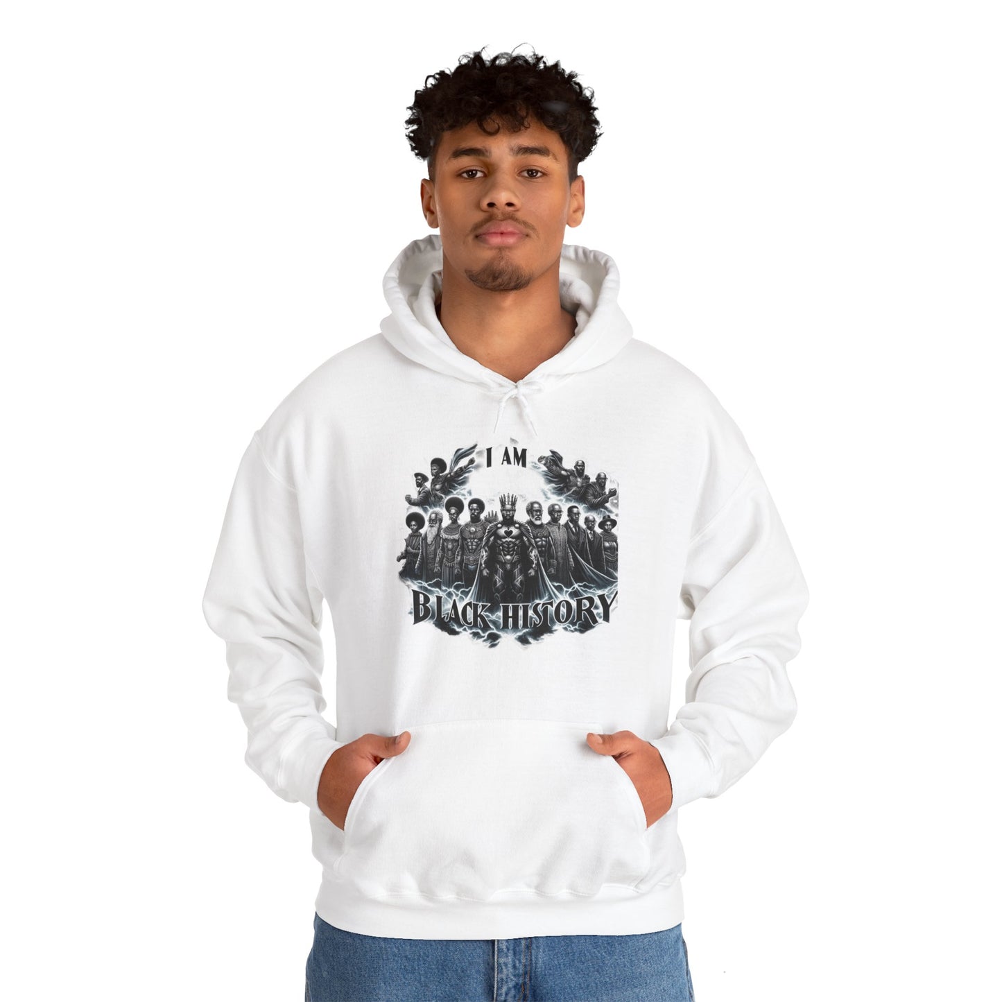 Black History Month I Am Black History Hooded Sweatshirt-BW