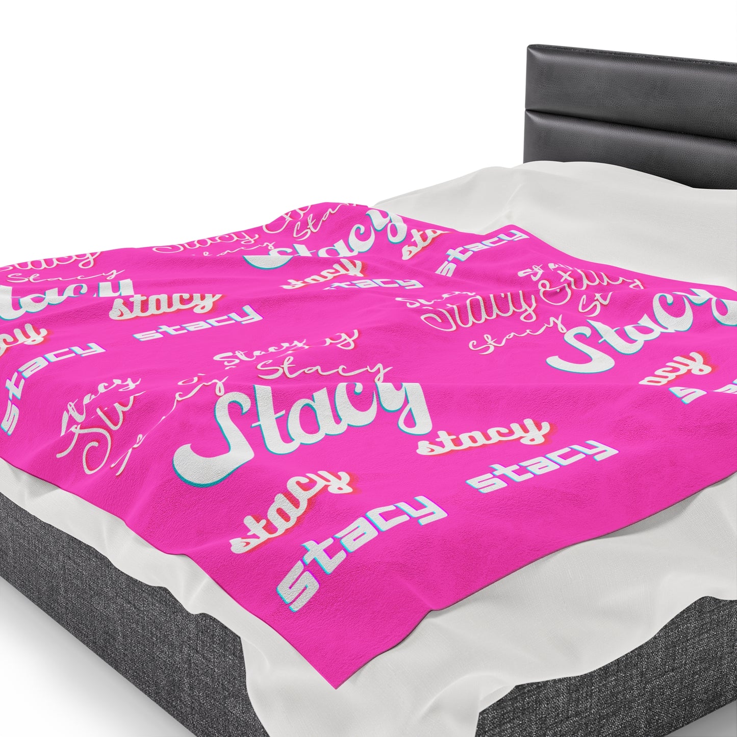 Personalize this Velveteen Plush Blanket with Name for Valentine's Day-Light Pink