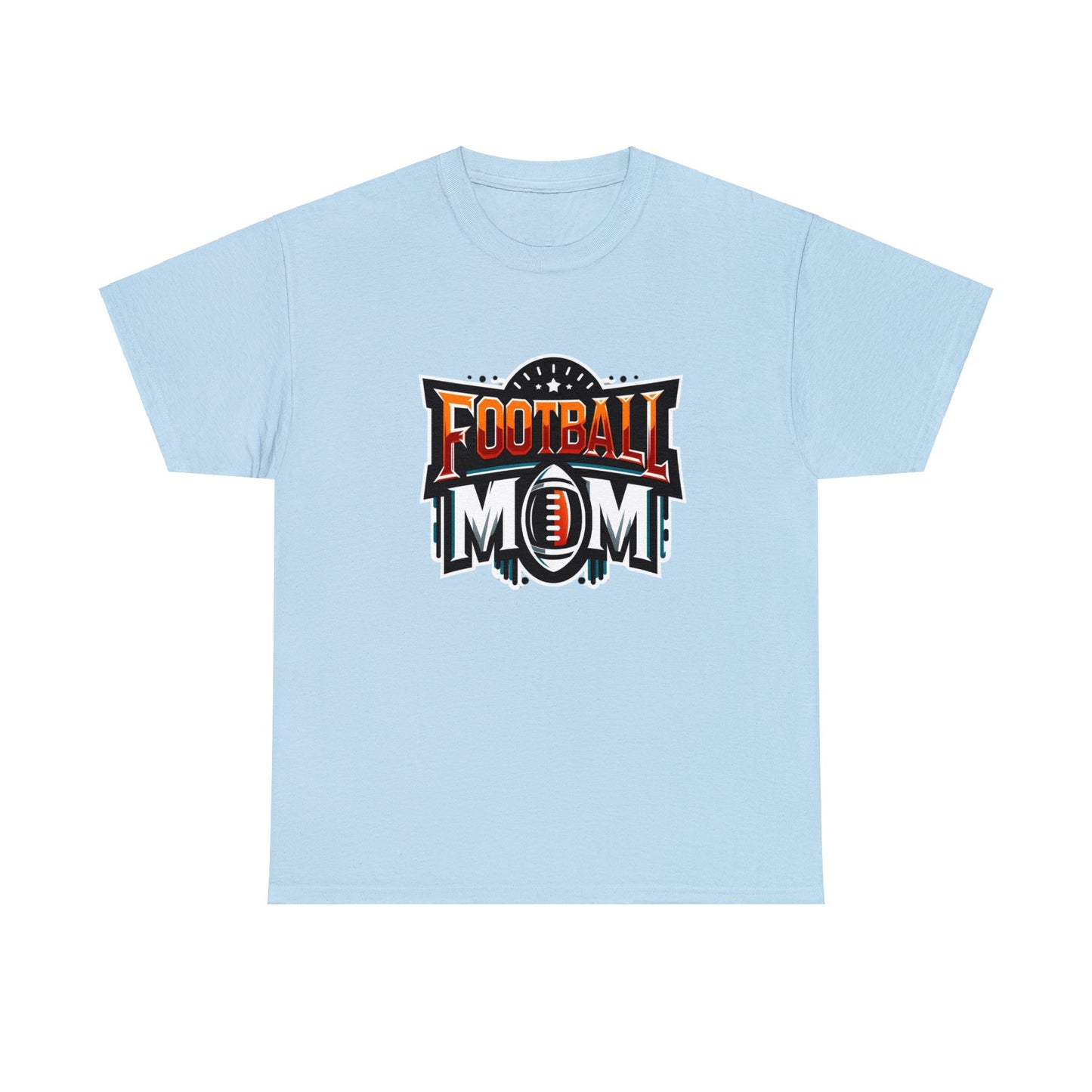 Football Mom Orange White and Red Design Unisex Heavy Cotton Tee