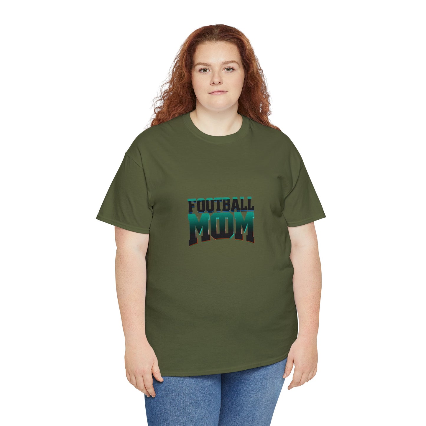 Football Mom Black and Green Design Unisex Heavy Cotton Tee