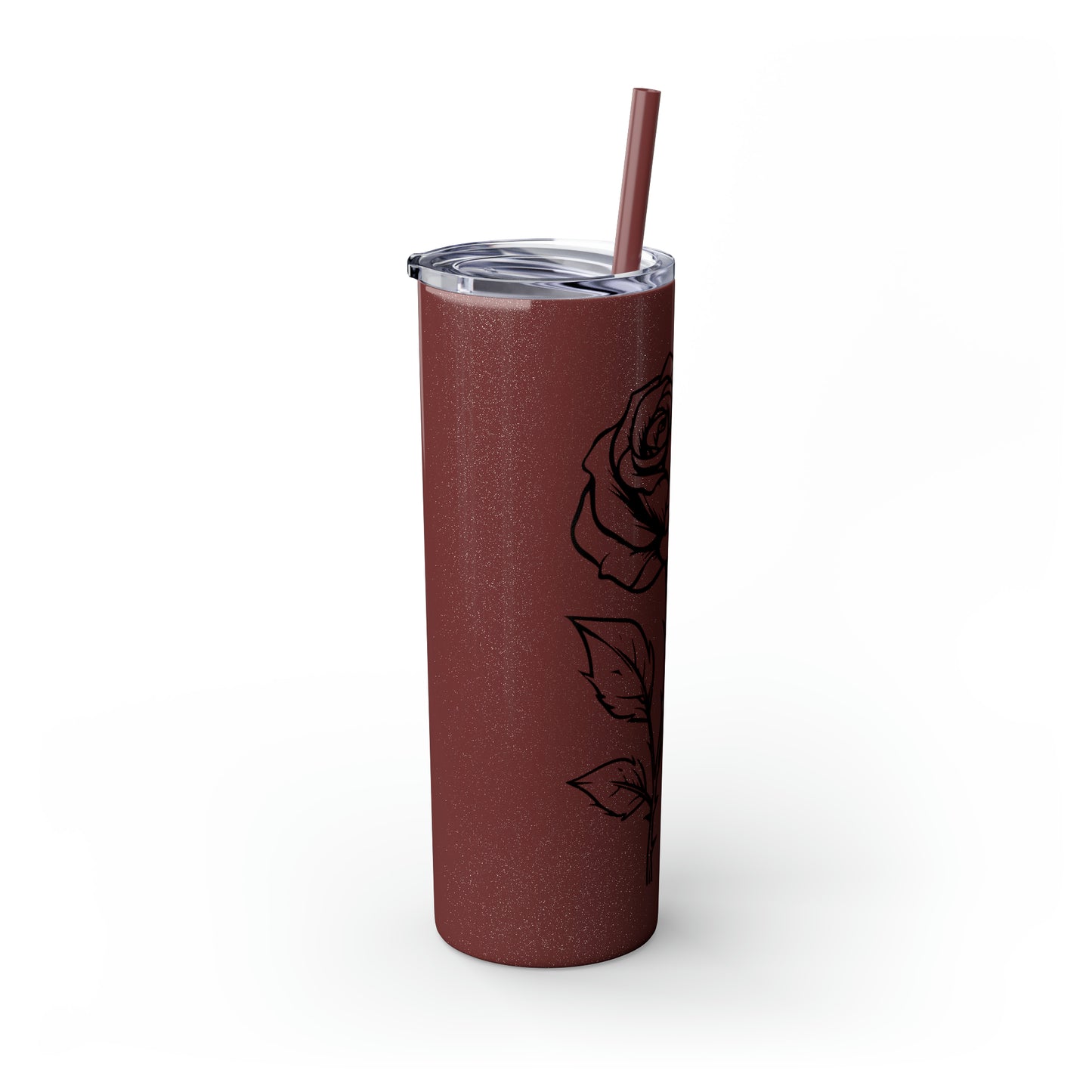 Skinny Tumbler with Straw, 20oz - Single Rose