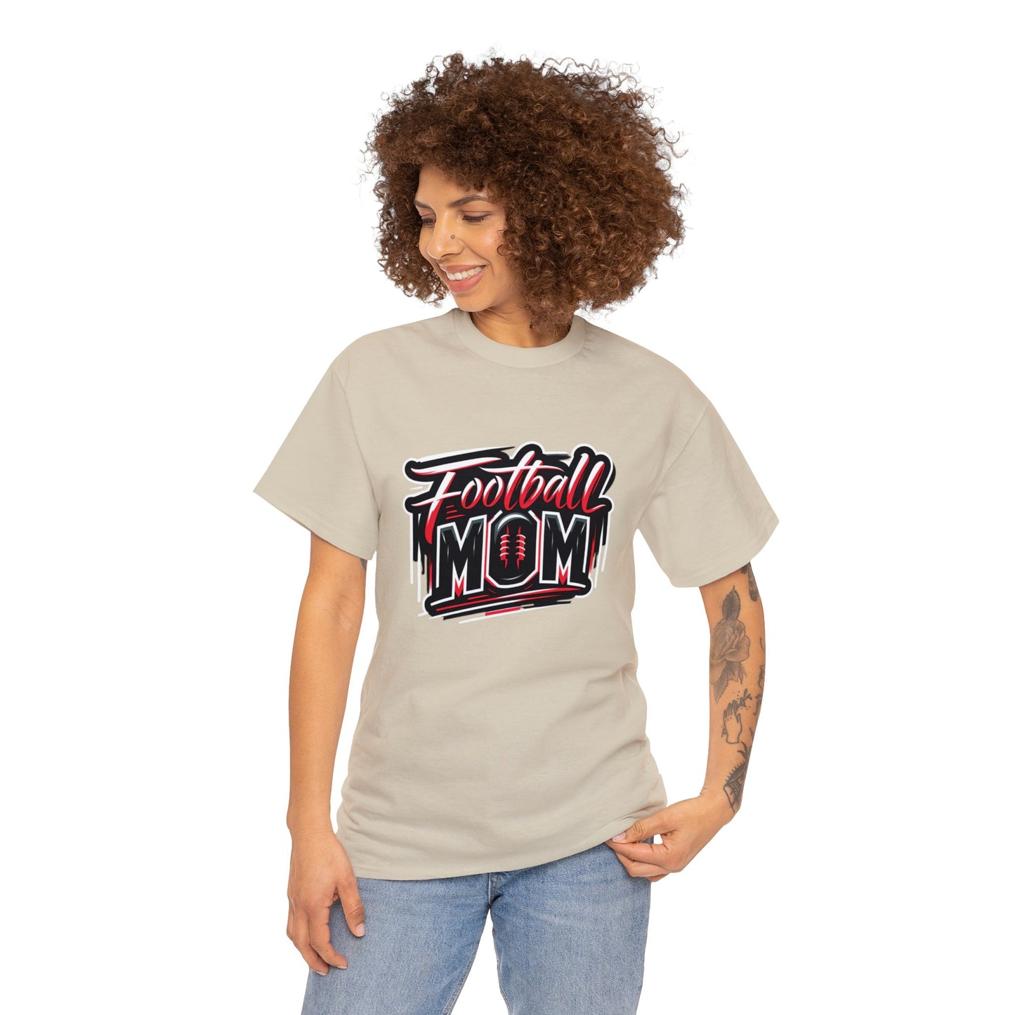 Football Mom Red and Black Design Unisex Heavy Cotton Tee