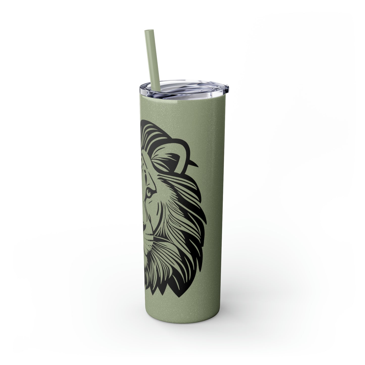 Skinny Tumbler with Straw, 20oz - Lion Face