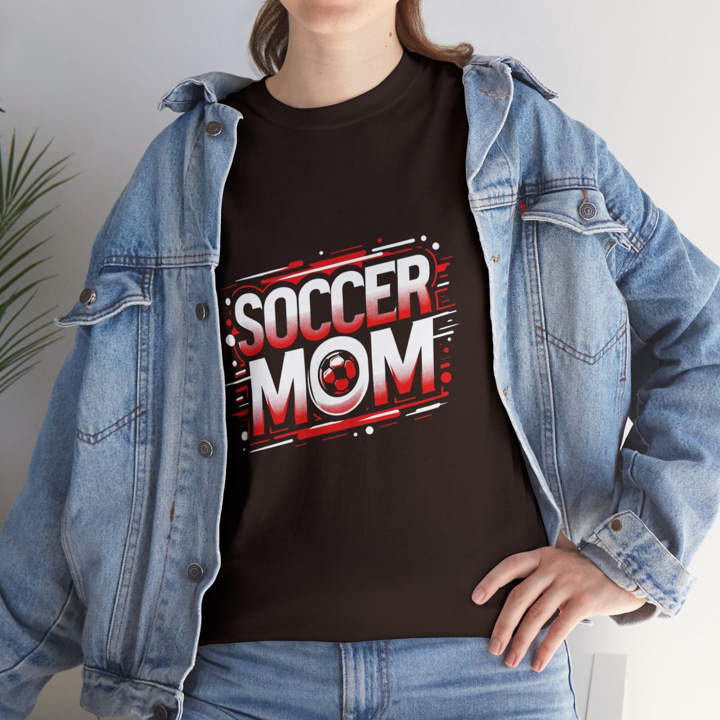 Soccer Mom Red and White Design Unisex Heavy Cotton Tee