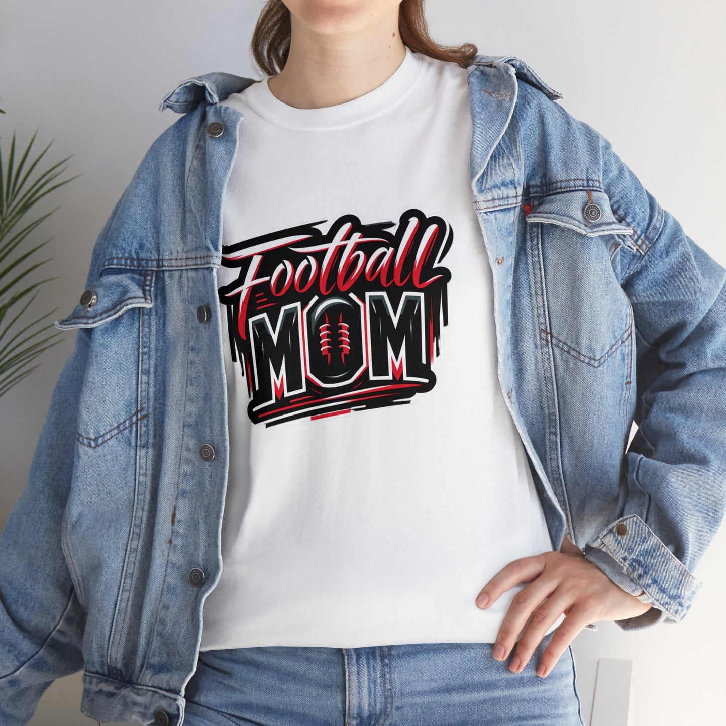 Football Mom Red and Black Design Unisex Heavy Cotton Tee