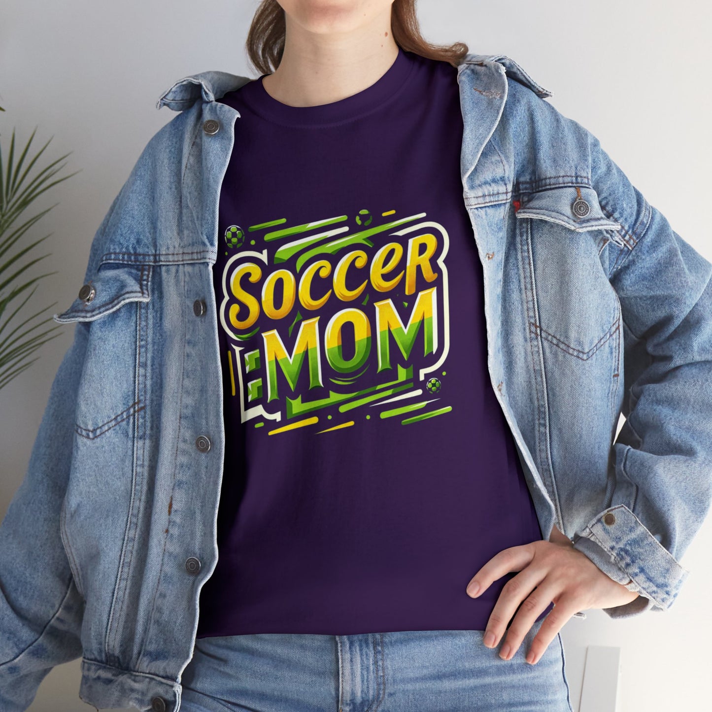 Soccer Mom Yellow and Green Design Unisex Heavy Cotton Tee