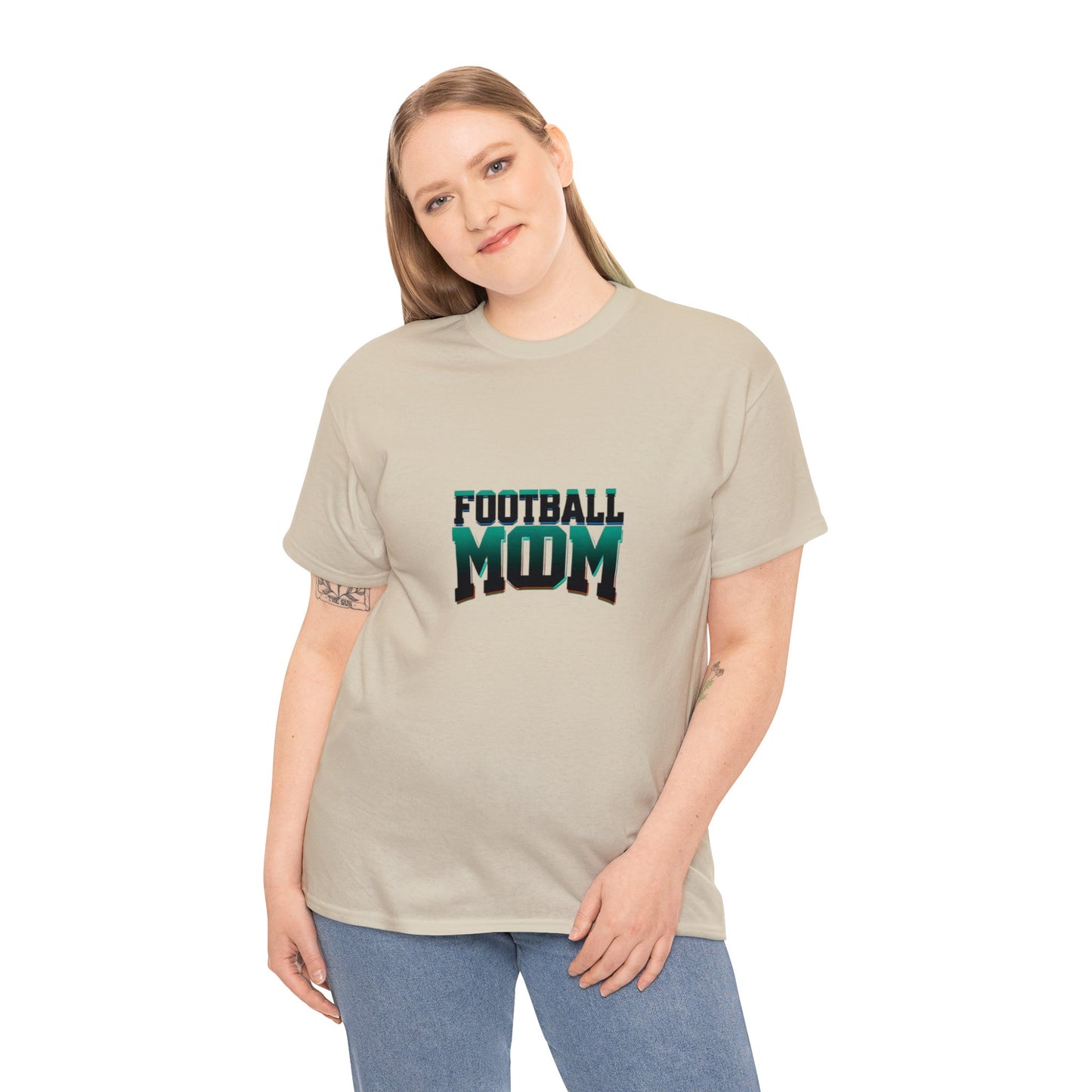 Football Mom Black and Green Design Unisex Heavy Cotton Tee