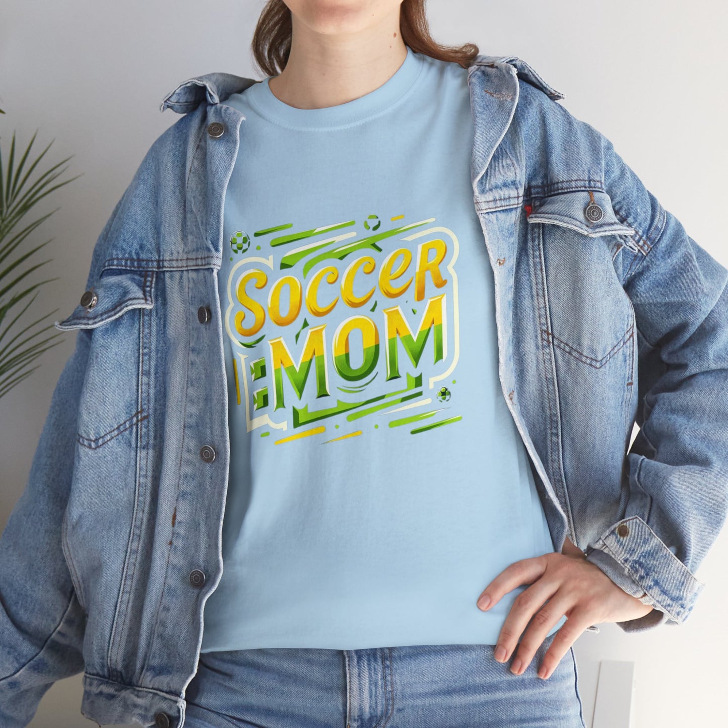 Soccer Mom Yellow and Green Design Unisex Heavy Cotton Tee