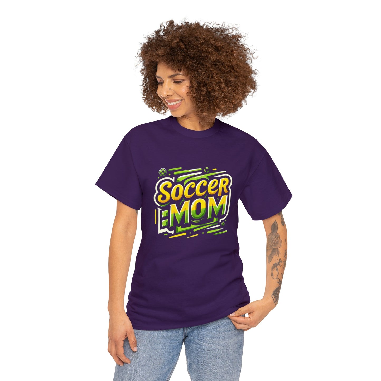 Soccer Mom Yellow and Green Design Unisex Heavy Cotton Tee