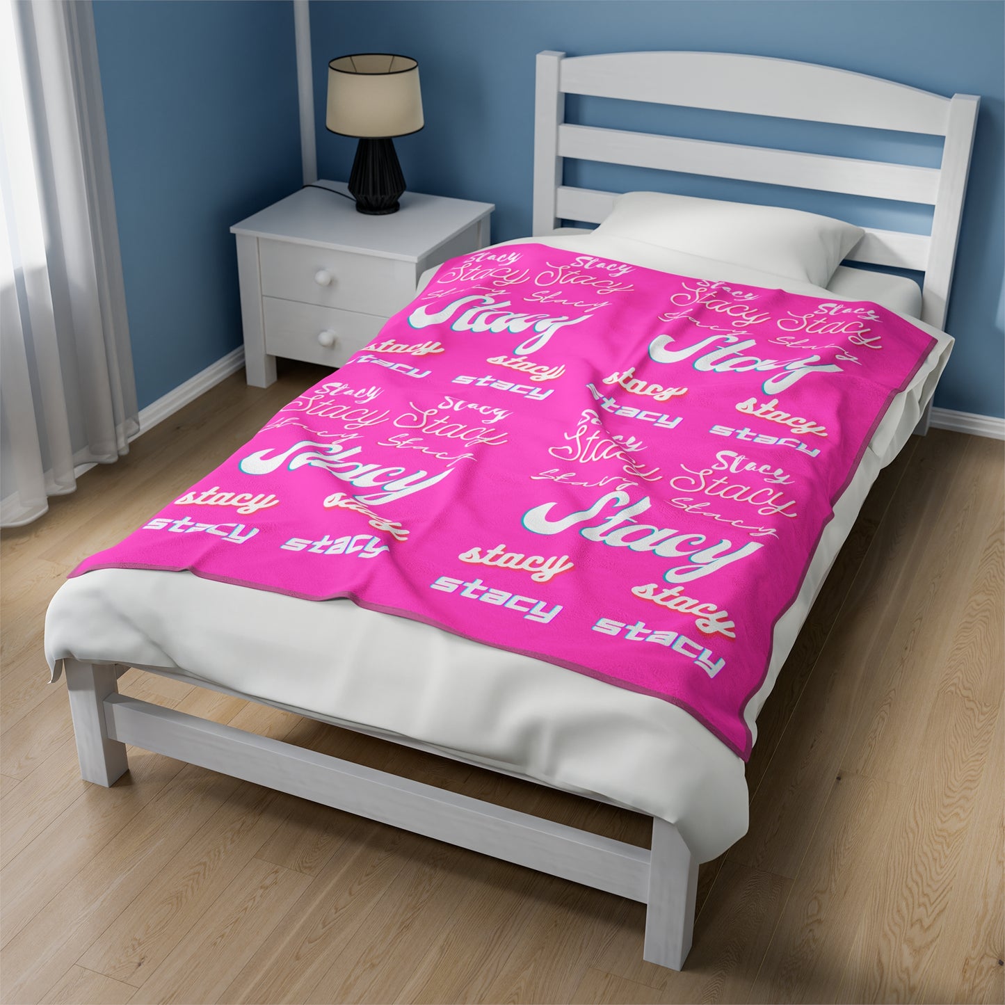 Personalize this Velveteen Plush Blanket with Name for Valentine's Day-Light Pink